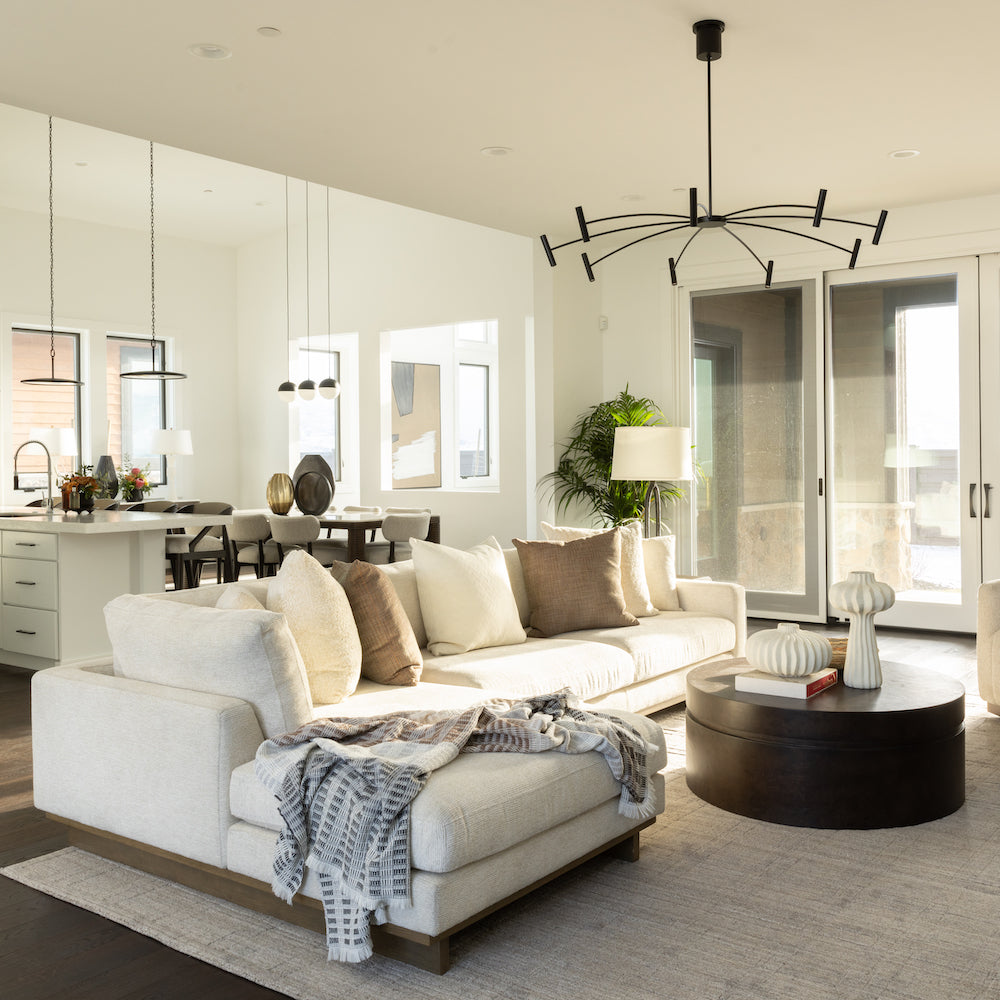 Osiris 131" 2 Cushion + Chaise LAF Sectional - Mocha + Swiss Cream