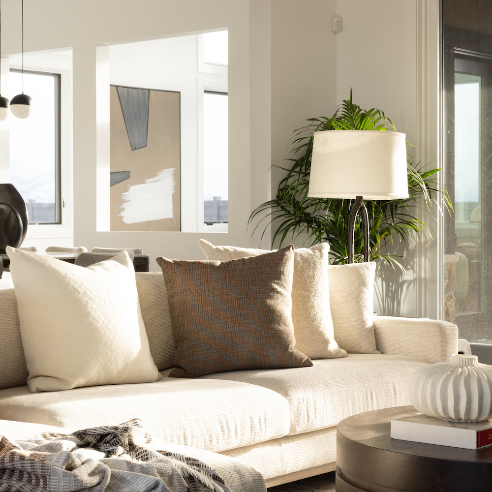 Osiris 131" 2 Cushion + Chaise LAF Sectional - Mocha + Swiss Cream