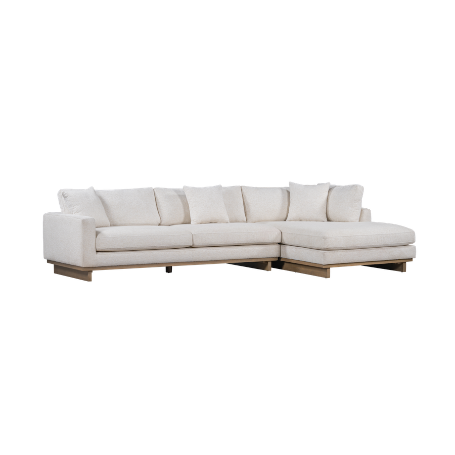 Osiris 131" 2 Cushion + Chaise RAF Sectional - Mocha + Swiss Cream