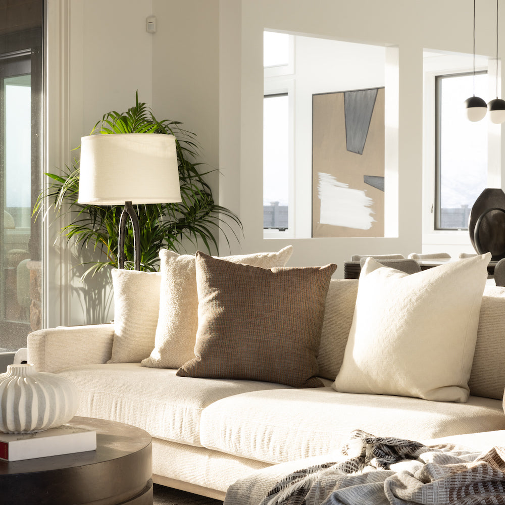 Osiris 131" 2 Cushion + Chaise RAF Sectional - Mocha + Swiss Cream