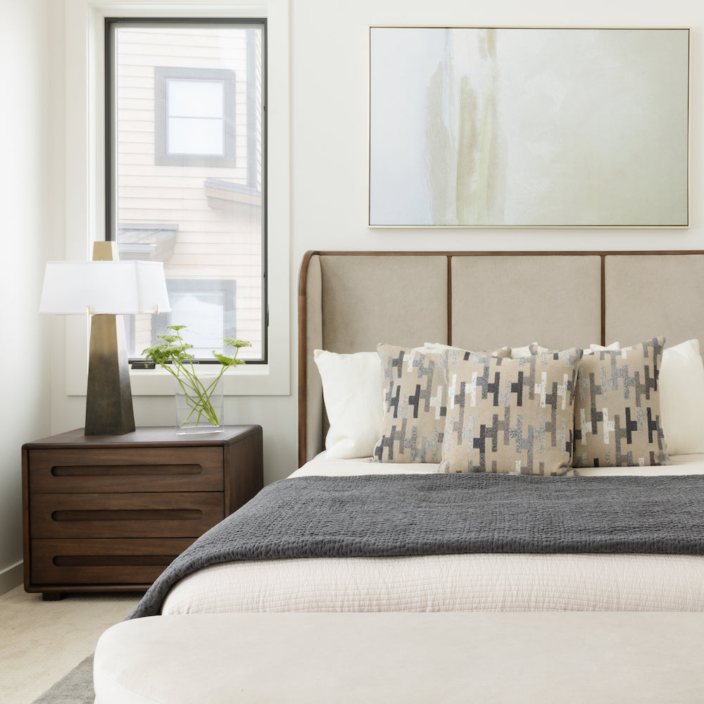 Kamryn 34" Poplar 3 Drawer Nightstand - Modern Mocha