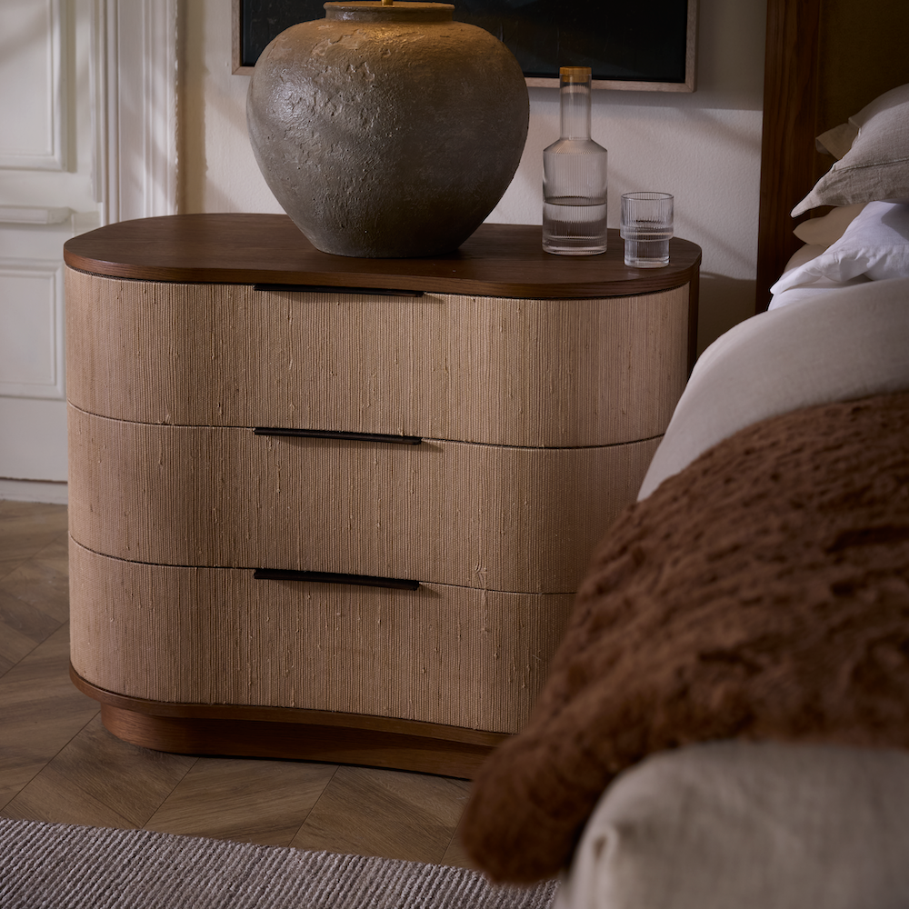 Bellview 34" 3 Drawer Oak Nightstand - Warm Natural