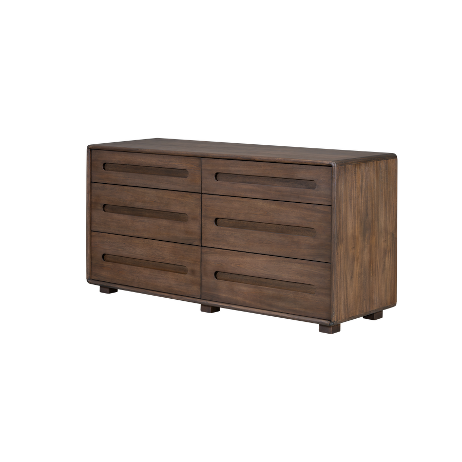 Kamryn 68" Poplar 6 Drawer Dresser - Modern Mocha