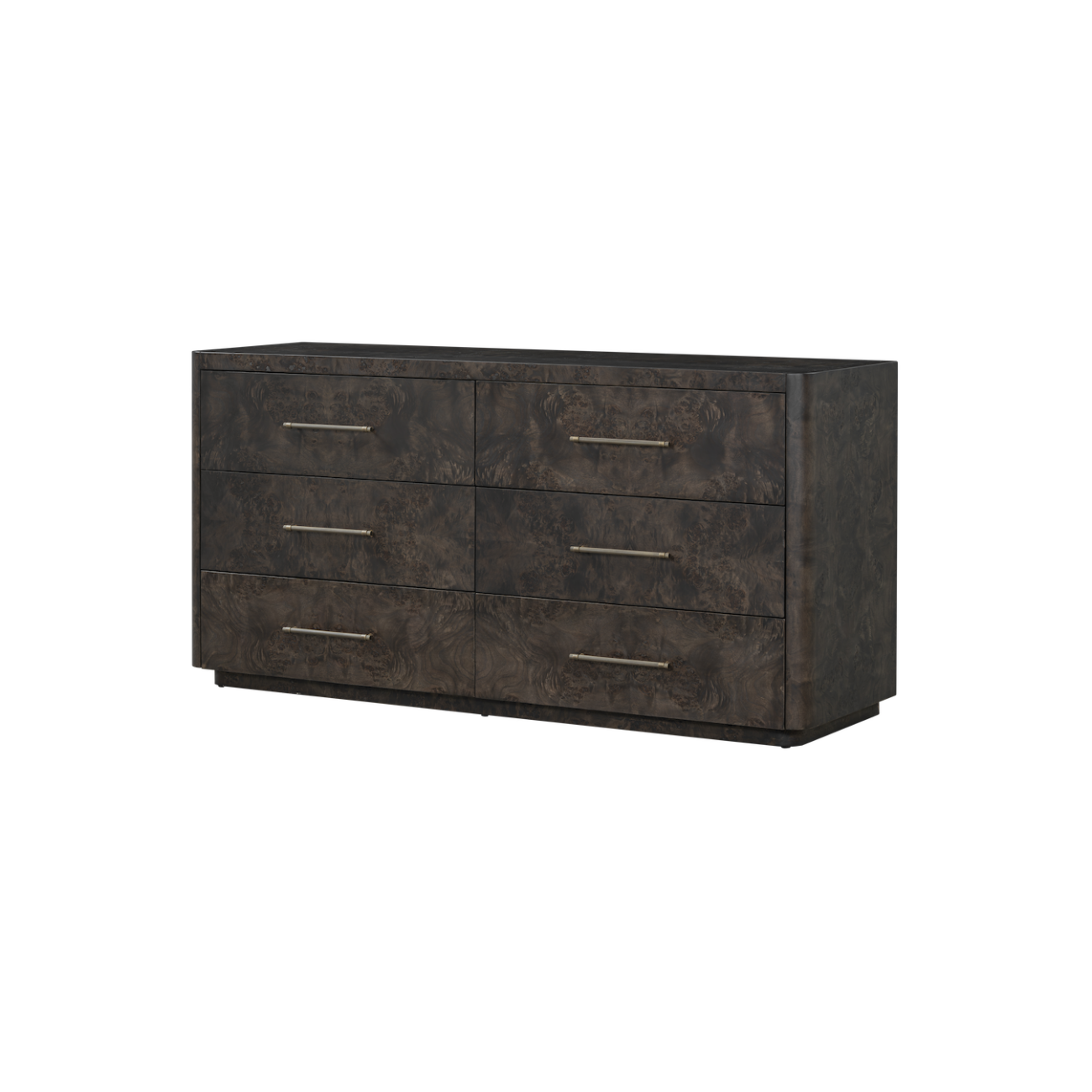 Maeva 68" 6 Drawer Poplar Nightstand - Chocolate Burl