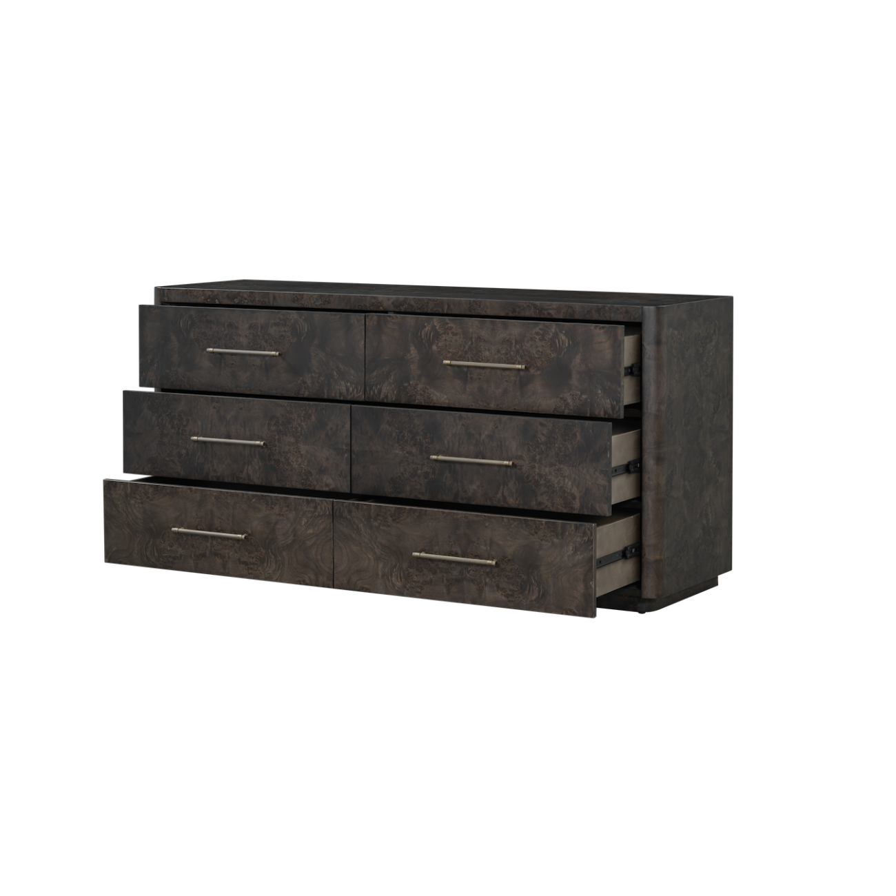 Maeva 68" 6 Drawer Poplar Nightstand - Chocolate Burl