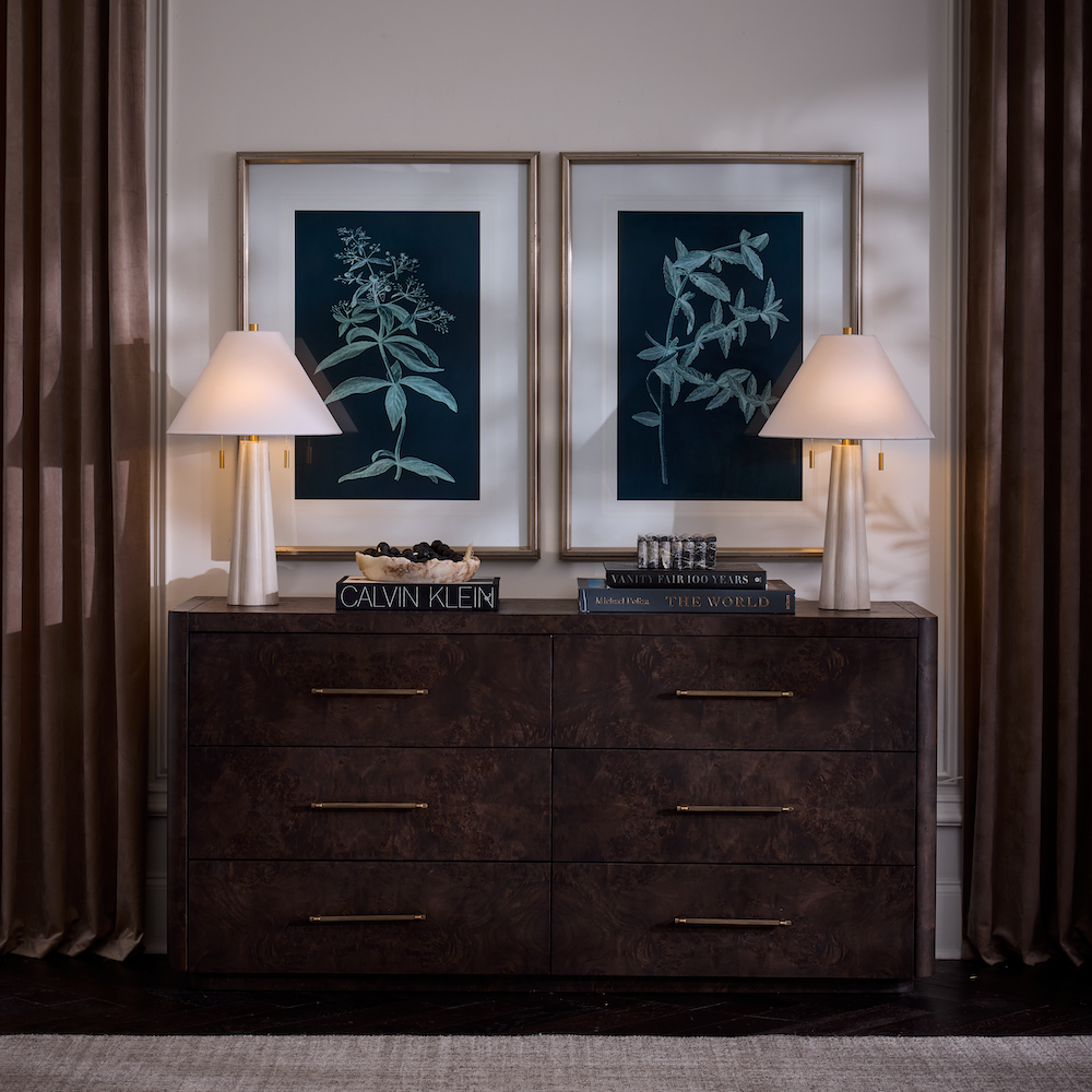 Maeva 68" 6 Drawer Poplar Nightstand - Chocolate Burl