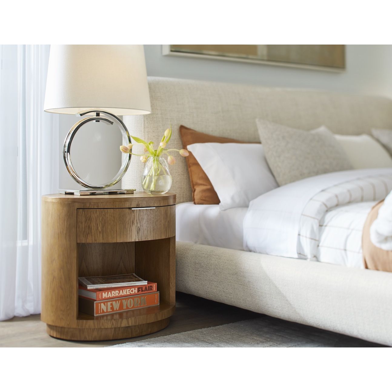 Constance 25" Single Drawer Oak Nightstand - Brushed Cypress