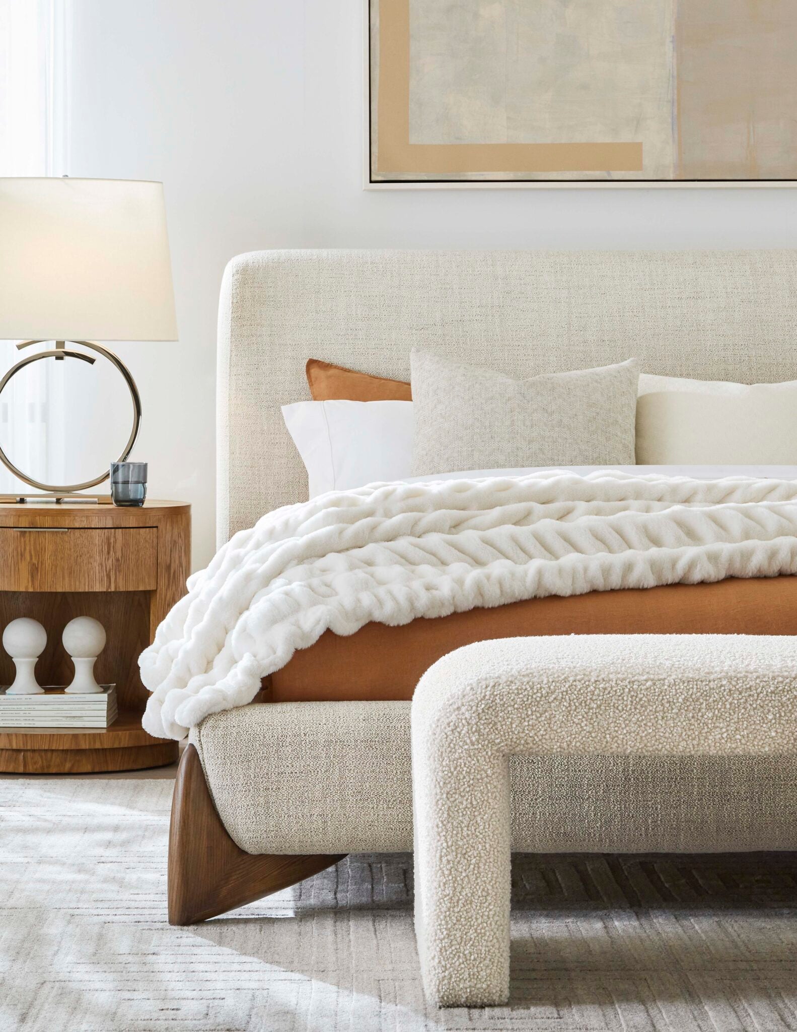 Constance 61" Bench - Ivory Cloud