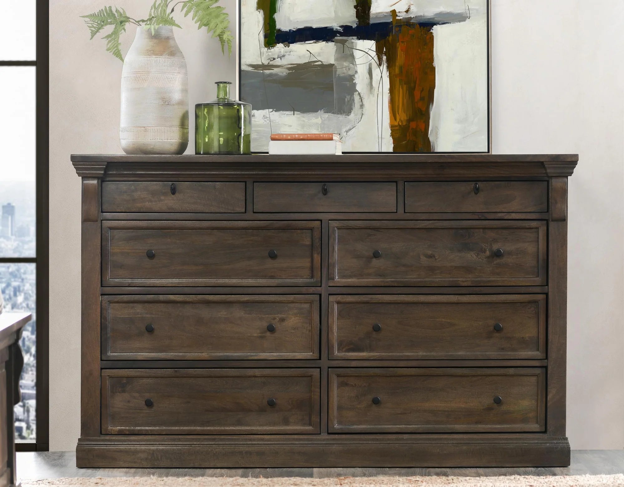 Adele 70" 9 Drawer Dresser - Dark Cocoa