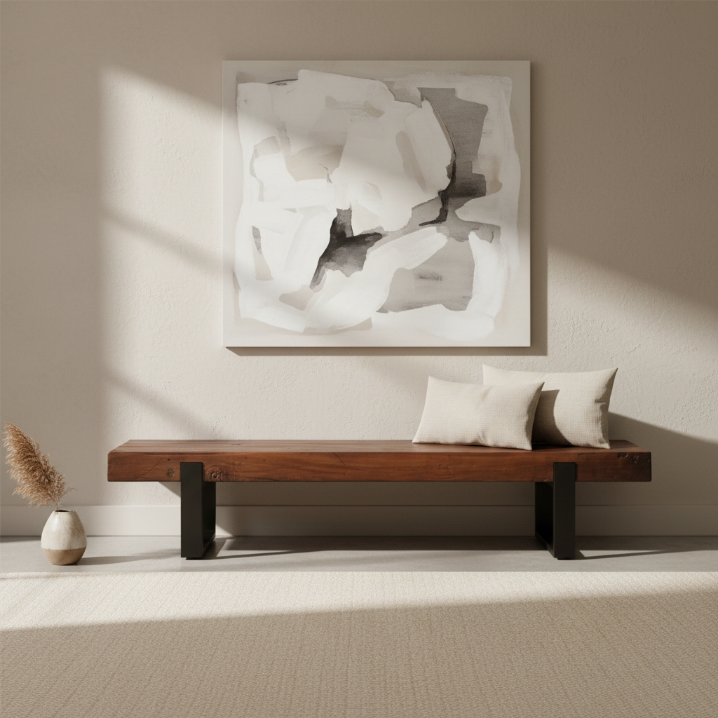 Alex 74" Reclaimed Wood Bench - Rustic Brown + Iron