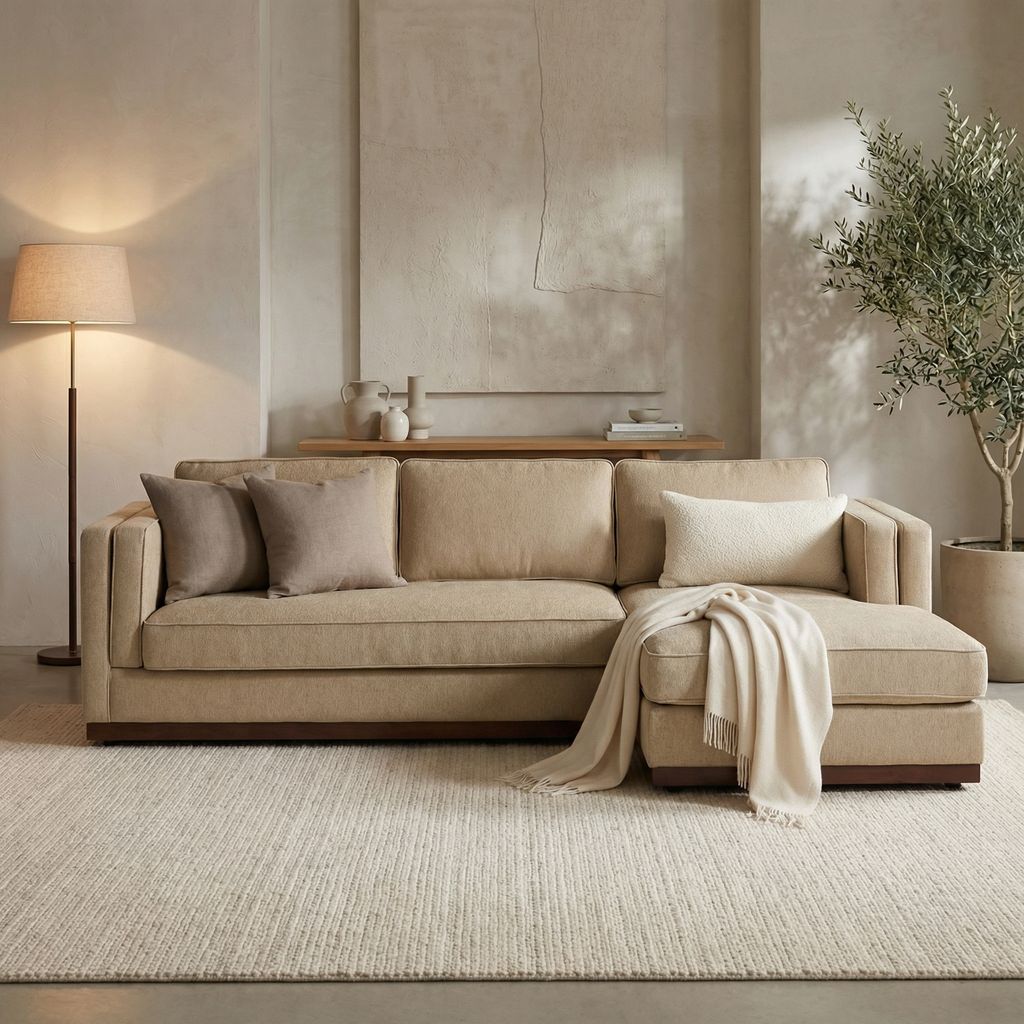 Amber 121" Sofa + RAF Chaise - Quenton Pebble