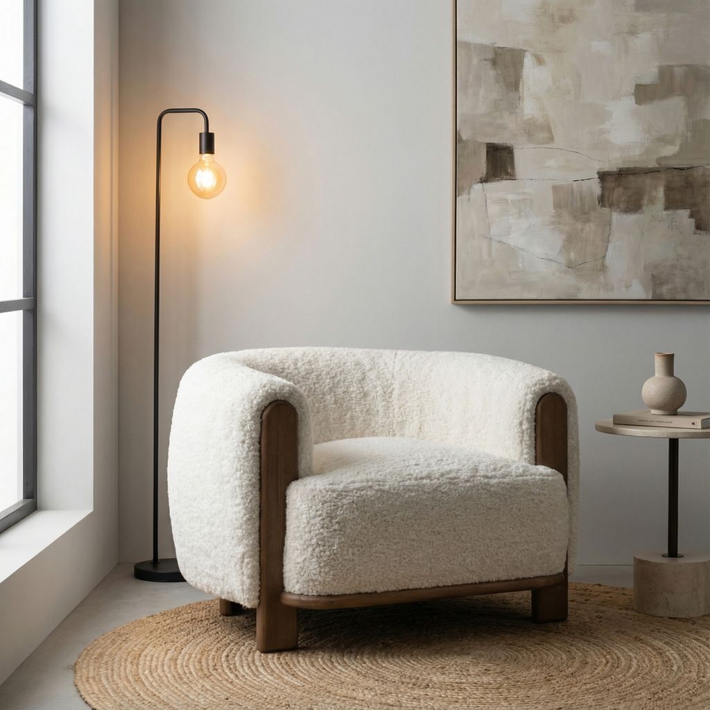 Analise 40" Upholstered Chair - Arctic Cloud + Modern Mocha