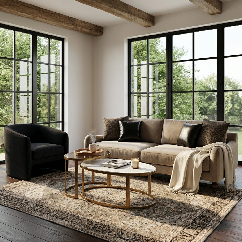 Anne 98" English Arm Express Ship 2 Cushion Sofa - Mojave Taupe