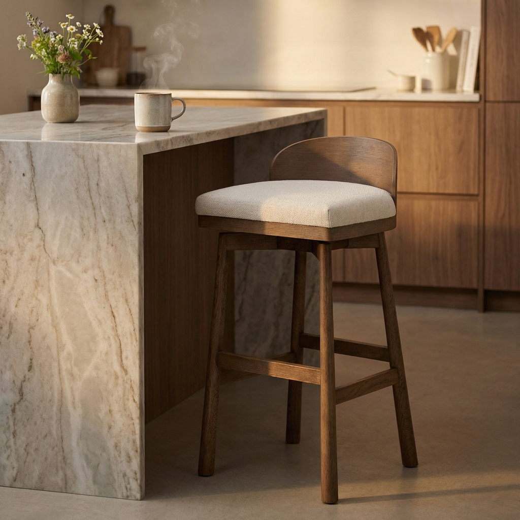 Ashleigh Bar Stool - Performance Thames Cream + Oak