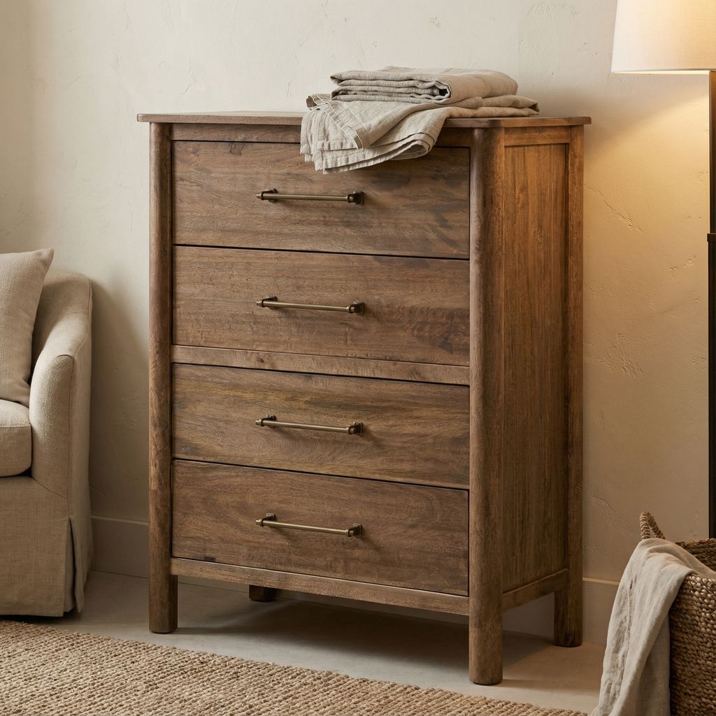 Aspen 37" 4 Drawer Chest - Warm Natural Classic Carolina Home Aspen 37" 4 Drawer Chest - Warm Natural Classic Carolina Home