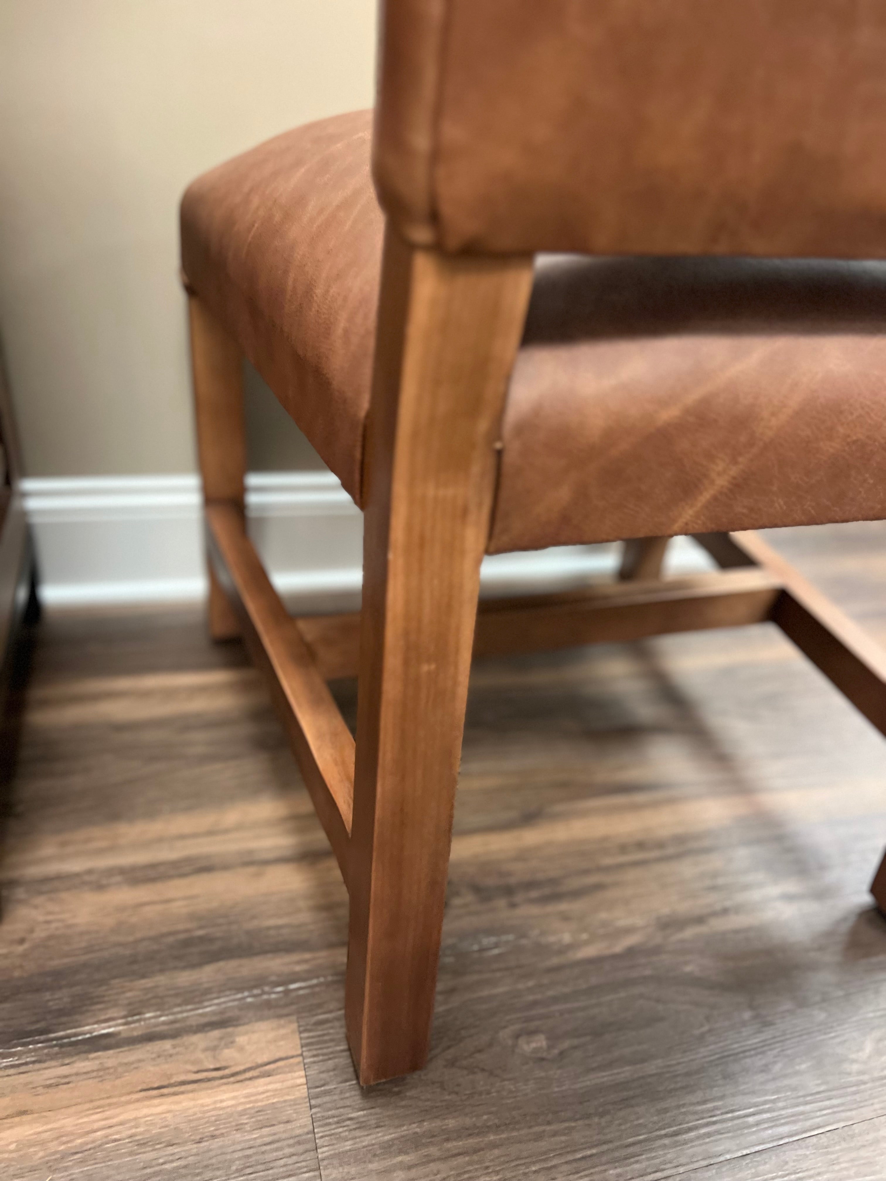 Jeremiah Top Grain Leather Dining Chair - Whiskey + Natural