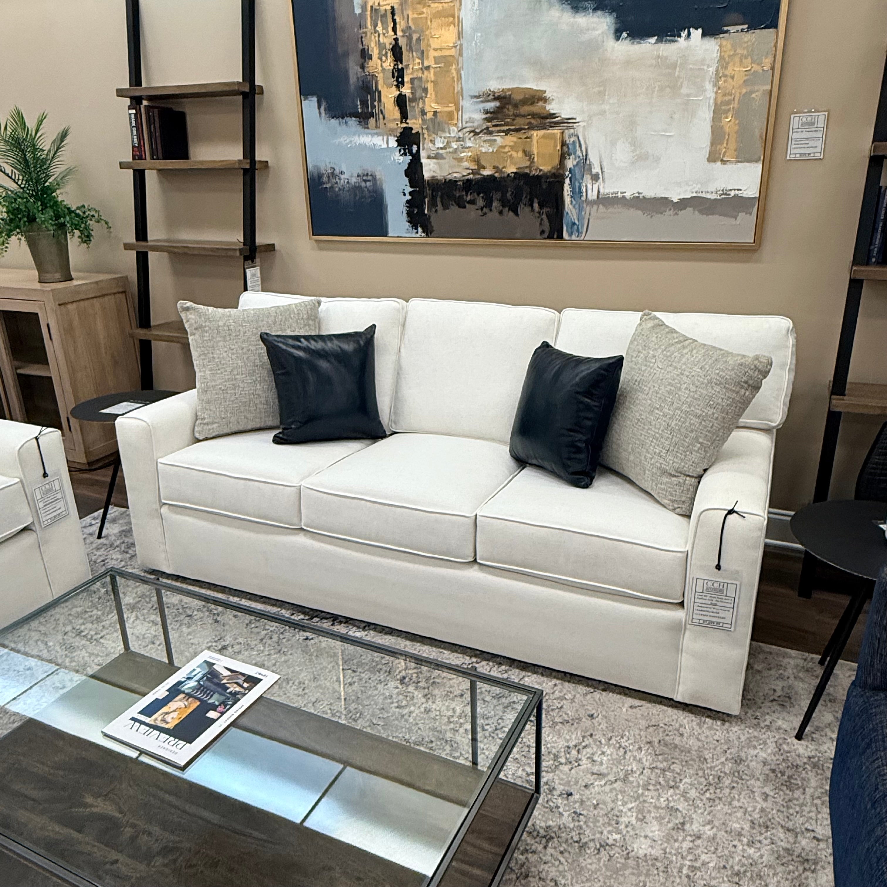 Leah 83" Wide Track Arm 2 Cushion Sofa - Performance Snow