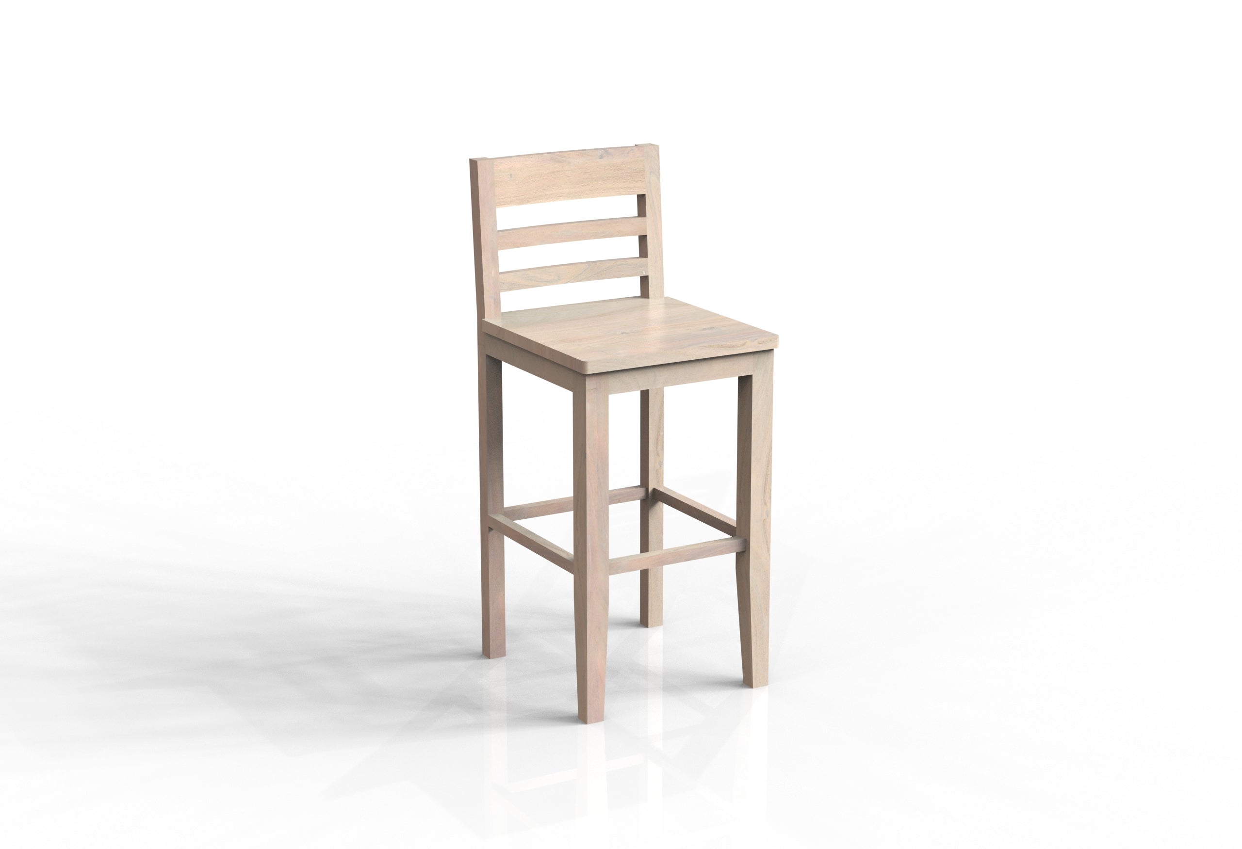 Malcolm Acacia Ladderback Bar Stool - New White Wash