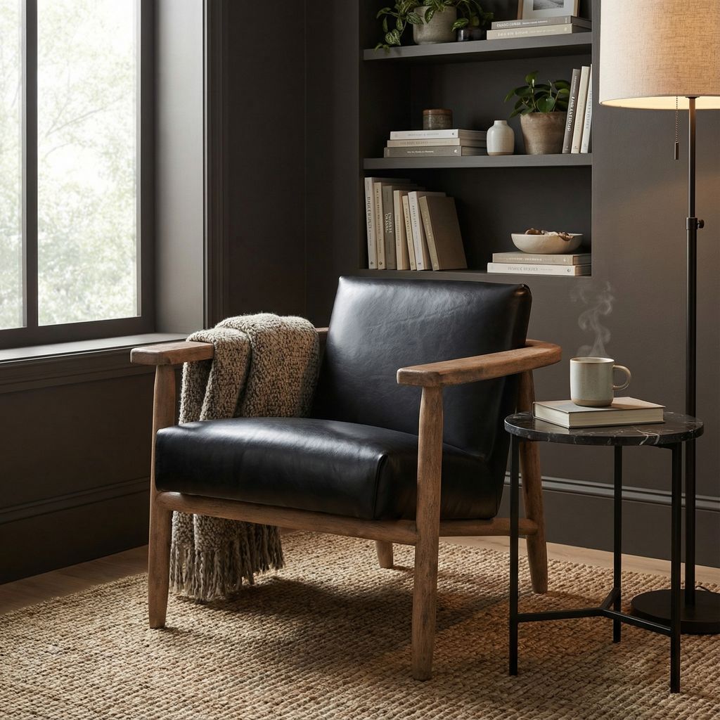 Barnett 29" Top Grain Leather Chair - Black