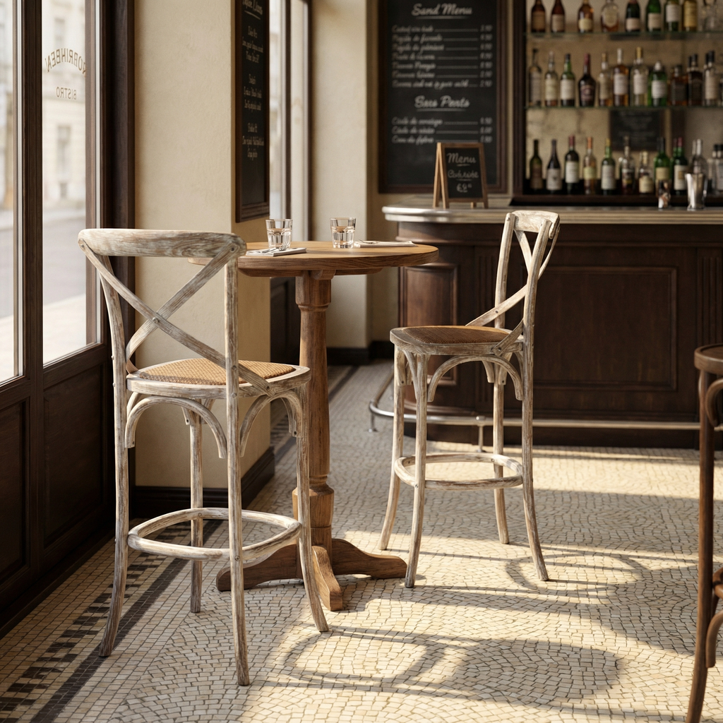 Barnett X-Back Barstool - White Driftwood