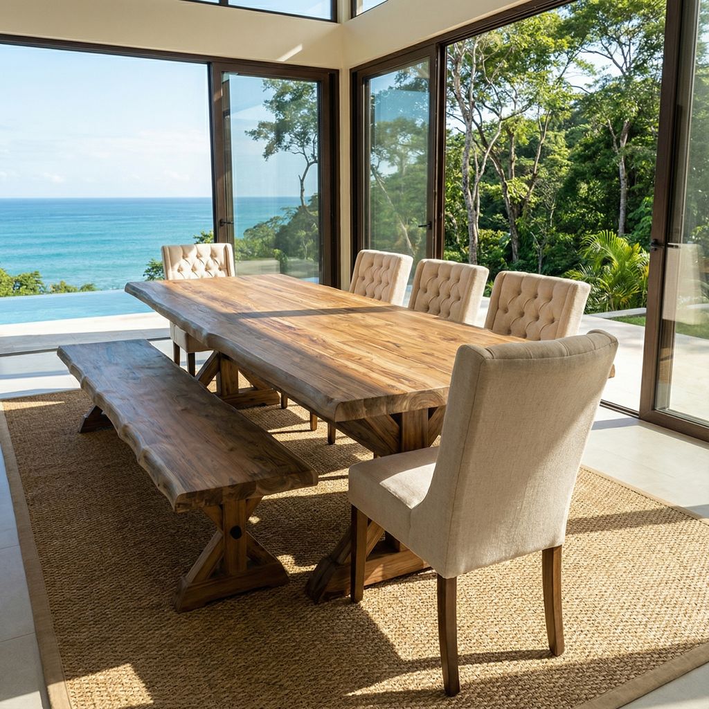 Bartholomew 120" Teak Live Edge Dining Table - Natural