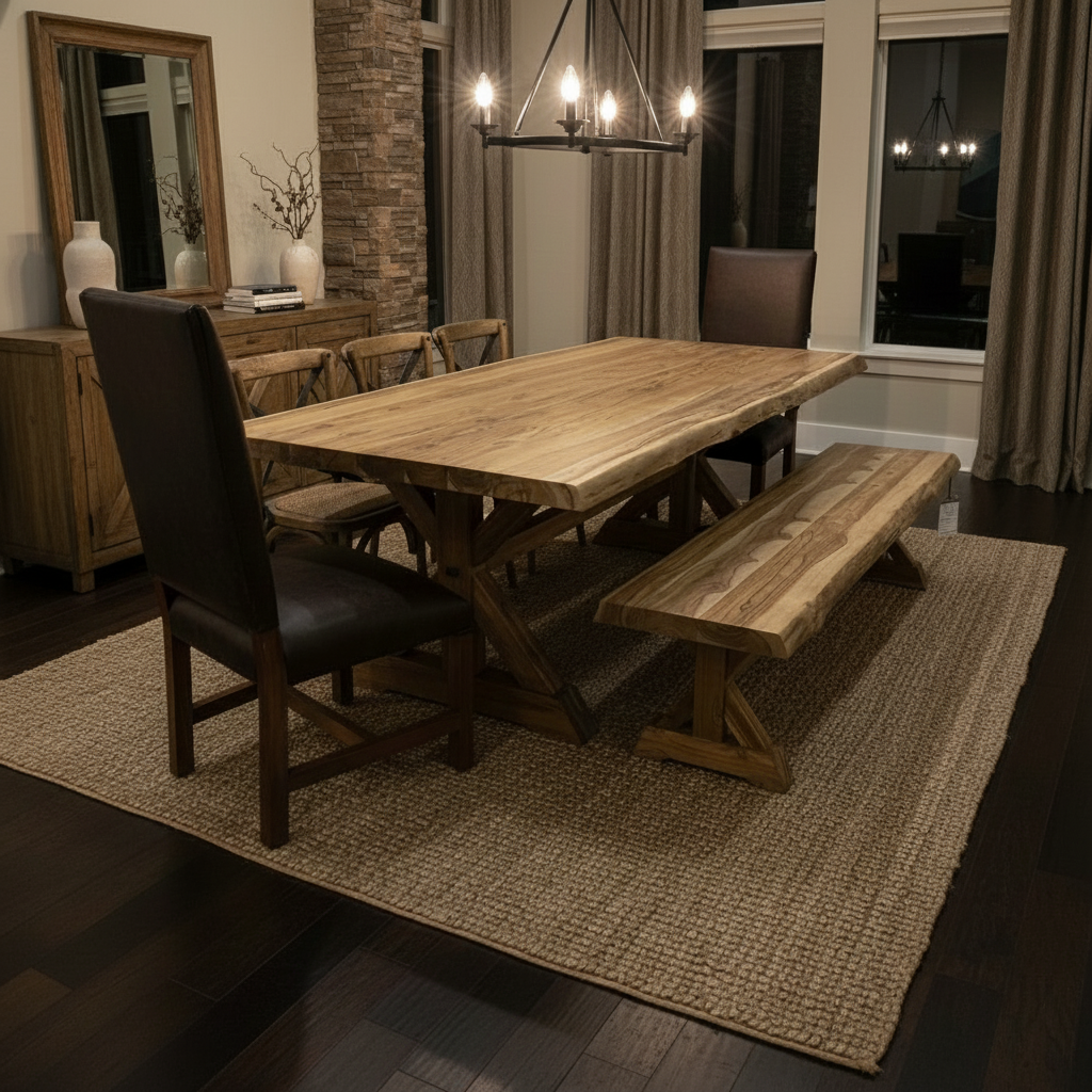 Jeremiah Top Grain Leather Dining Chair - Tobacco + Natural & Smoke