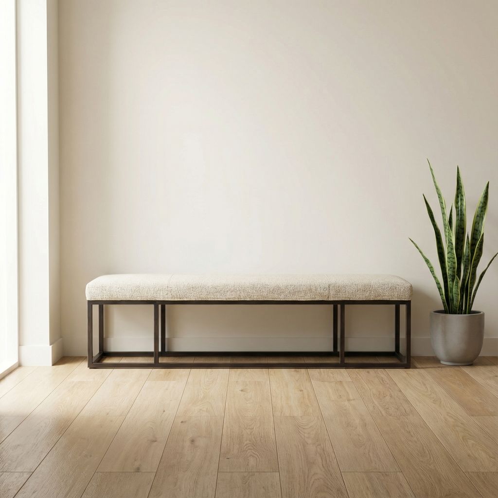 Beaufort 72" Accent Bench - Linen + Gunmetal