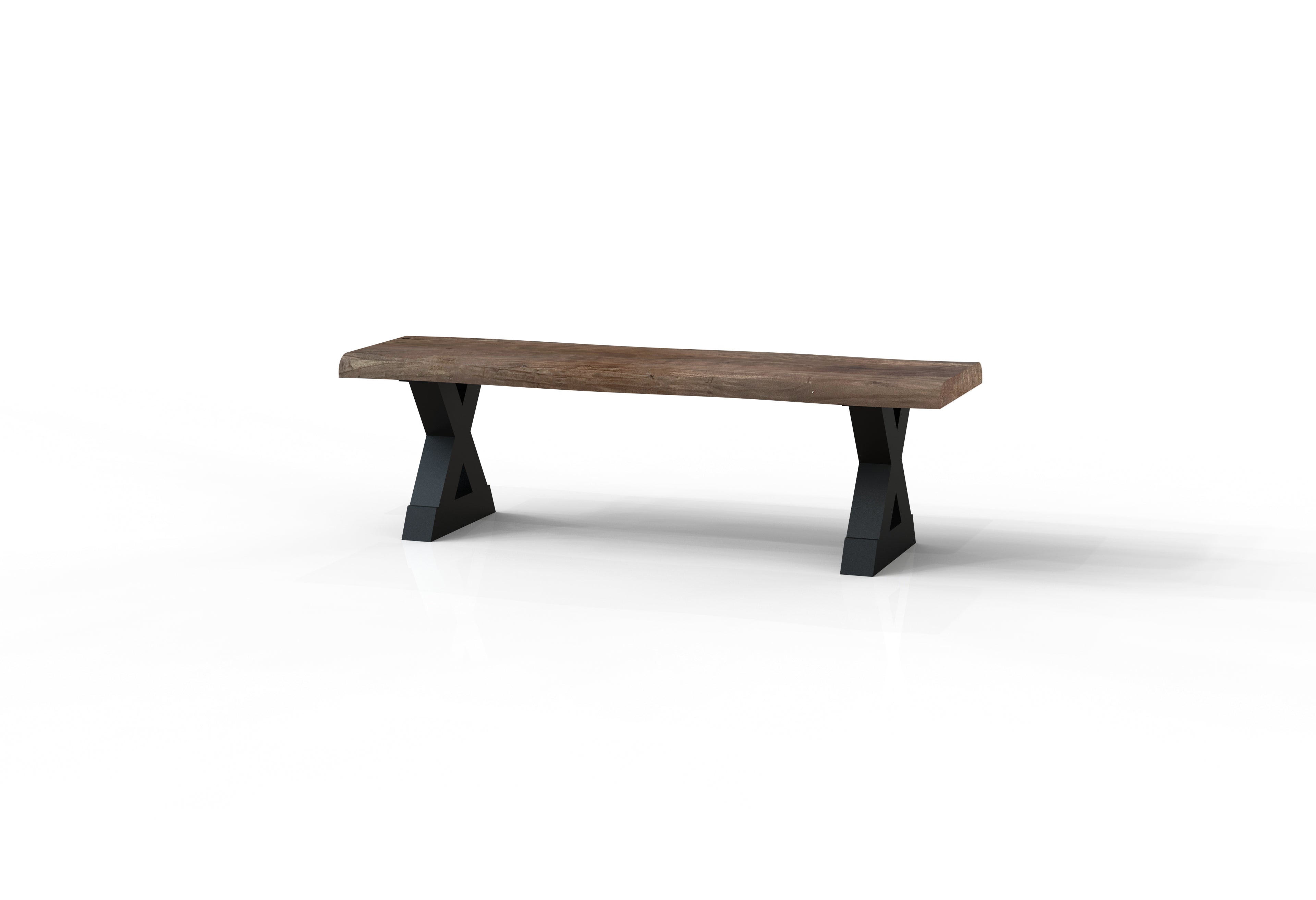Malcolm 60" Acacia Live Edge Dining Bench - Natural + Smoke
