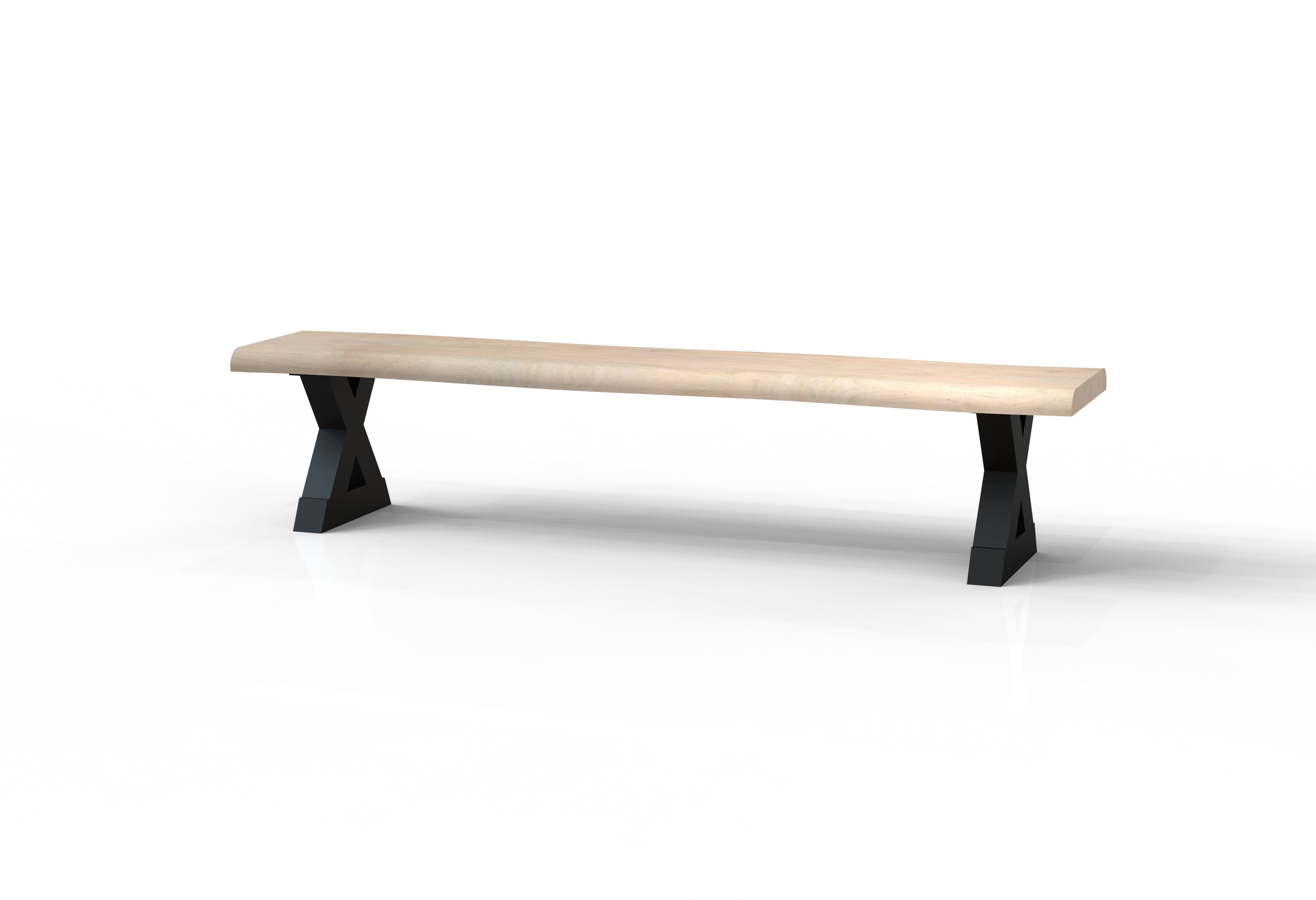 Malcolm Acacia Live Edge Dining Bench - New White Wash