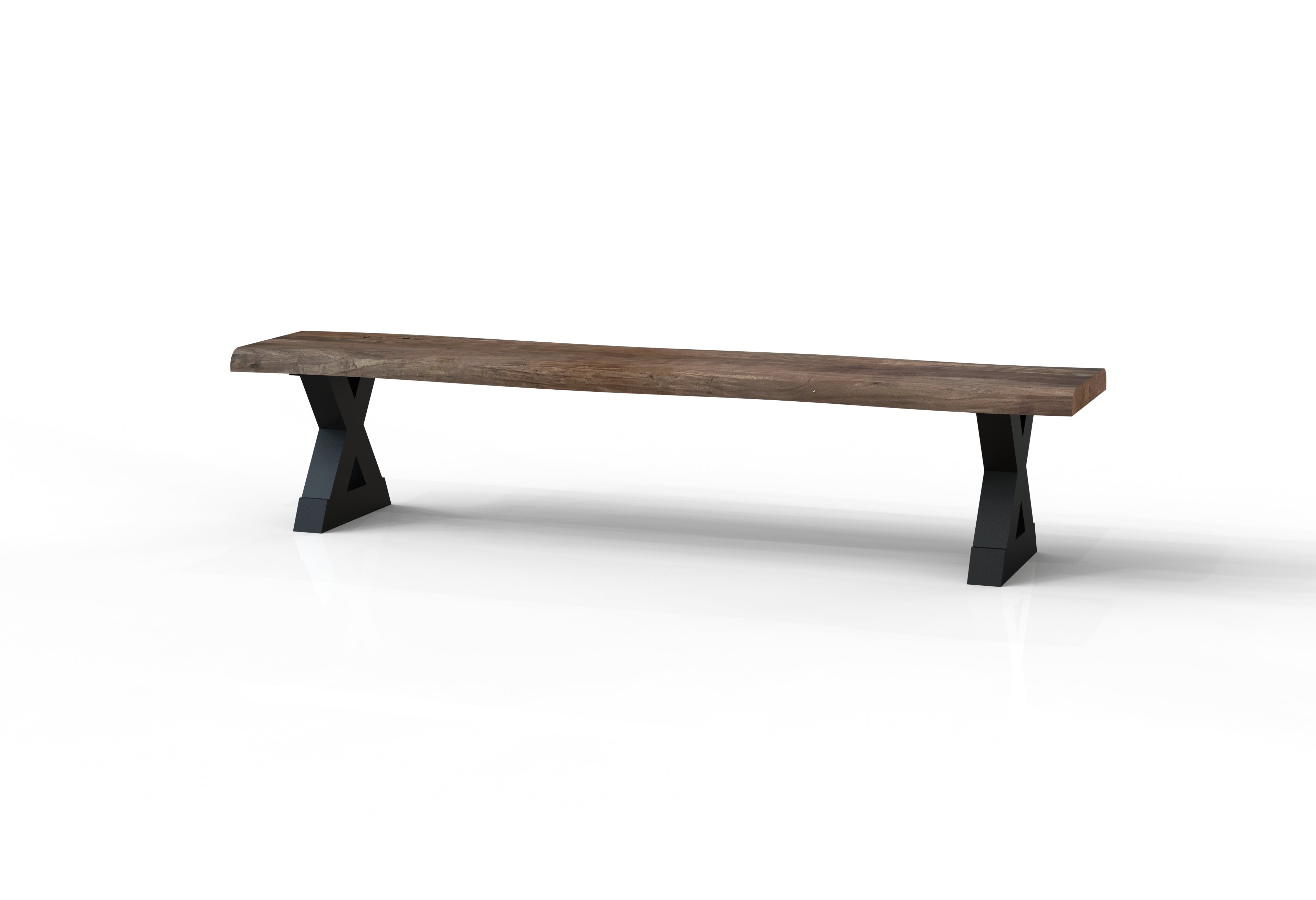 Malcolm 60" Acacia Live Edge Dining Bench - Natural + Smoke