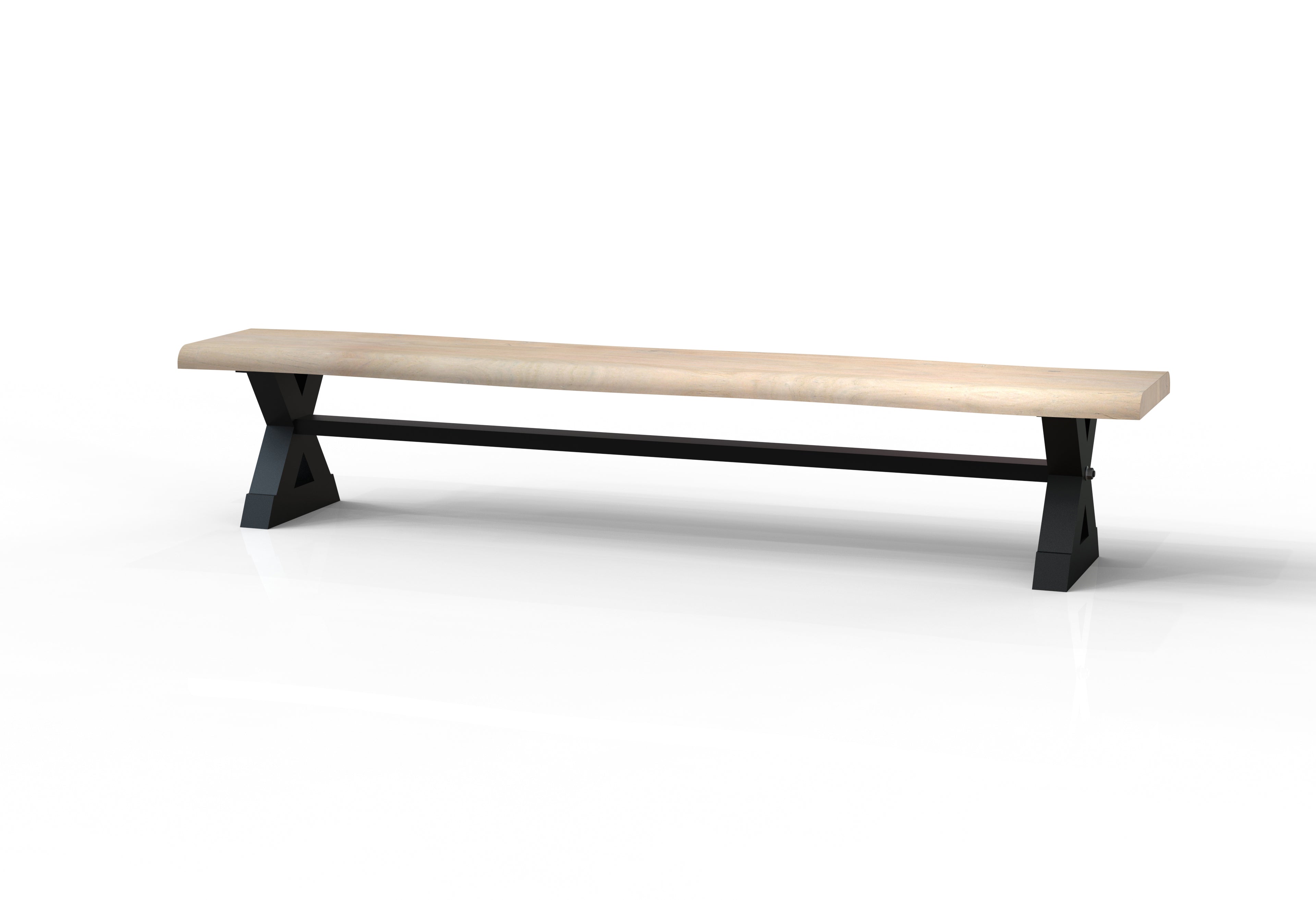 Malcolm Acacia Live Edge Dining Bench - New White Wash