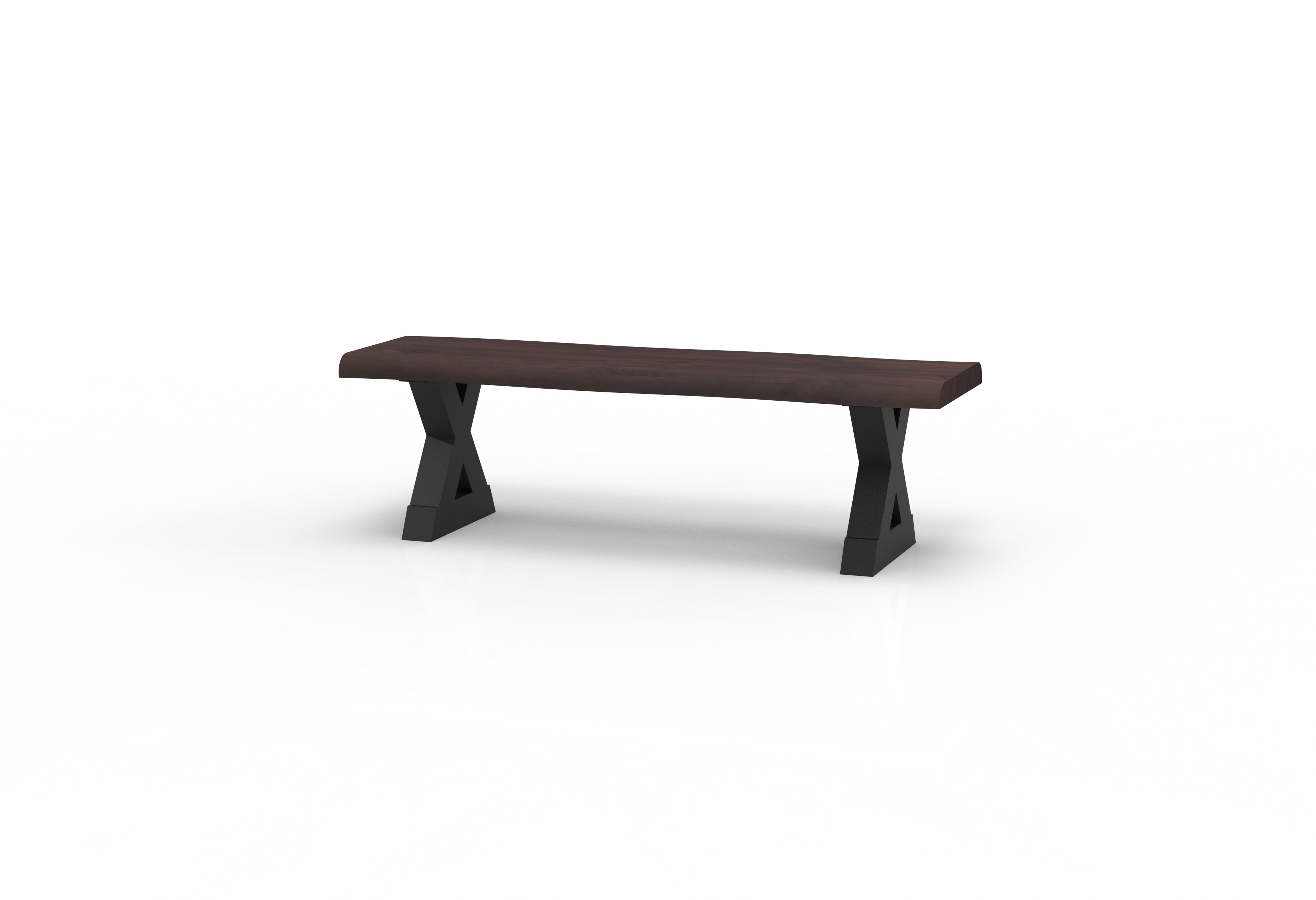 Bartholomew Teak Live Edge Dining Bench - Natural + Black