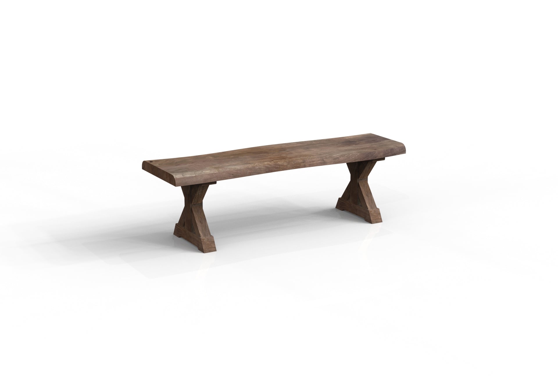 Malcolm 60" Acacia Live Edge Dining Bench - Natural + Smoke