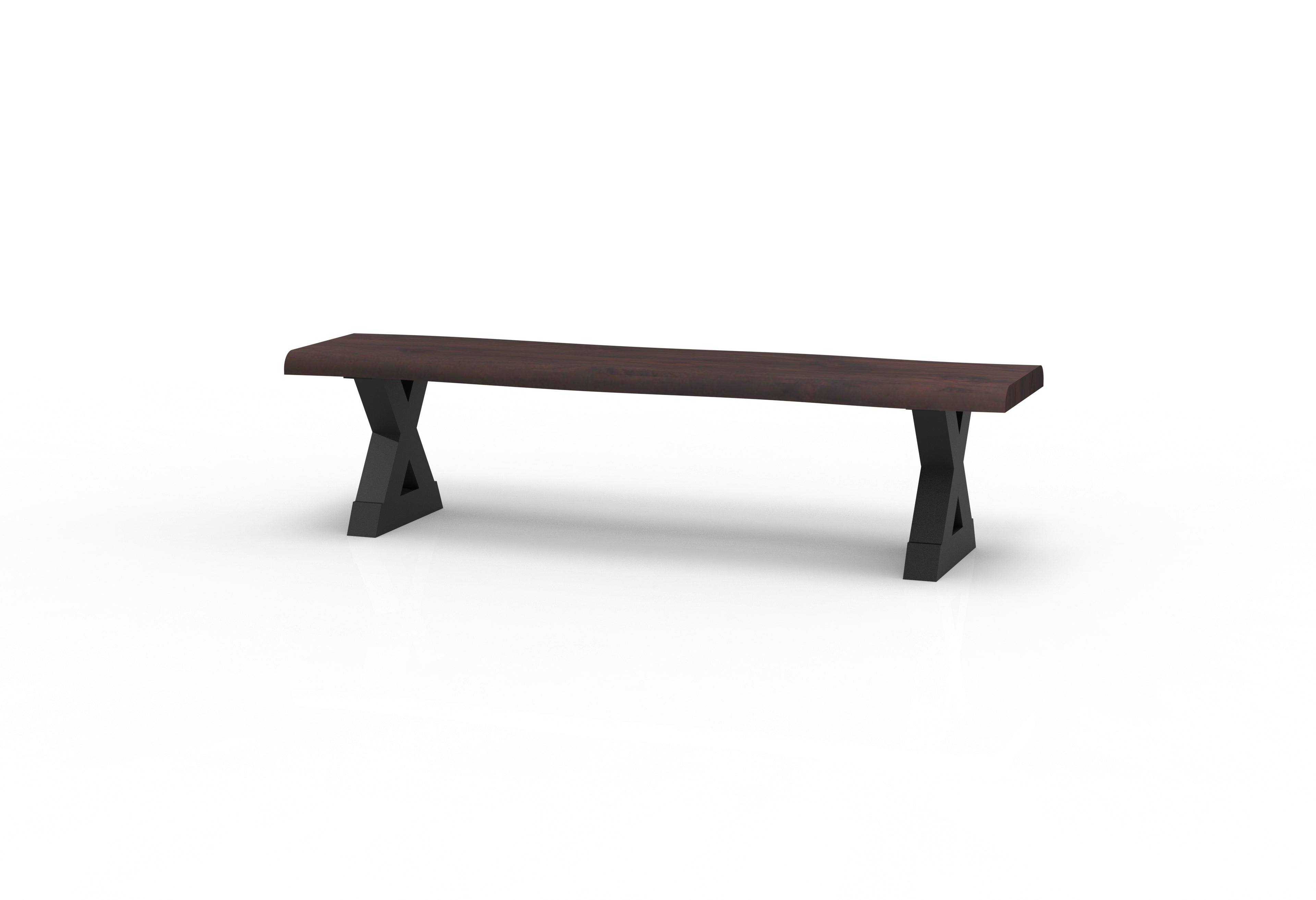 Bartholomew Teak Live Edge Dining Bench - Natural + Black