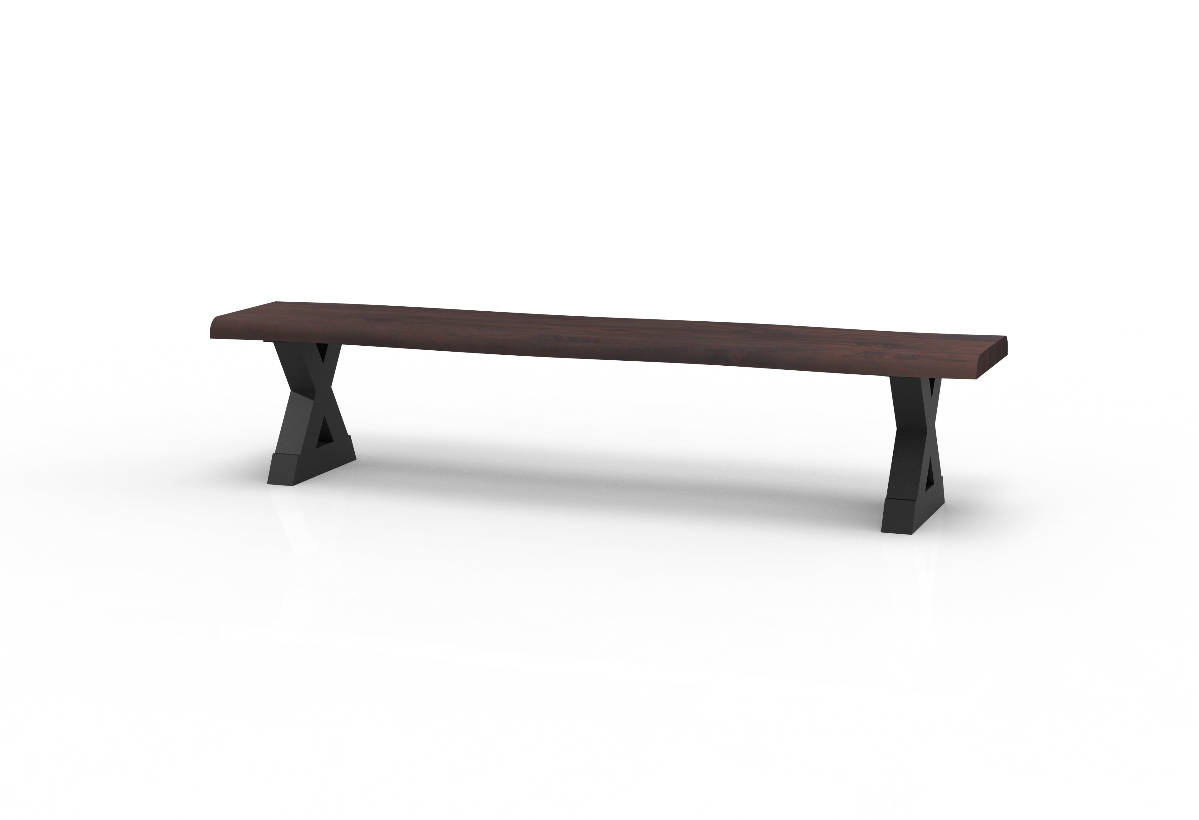 Bartholomew Teak Live Edge Dining Bench - Natural + Black