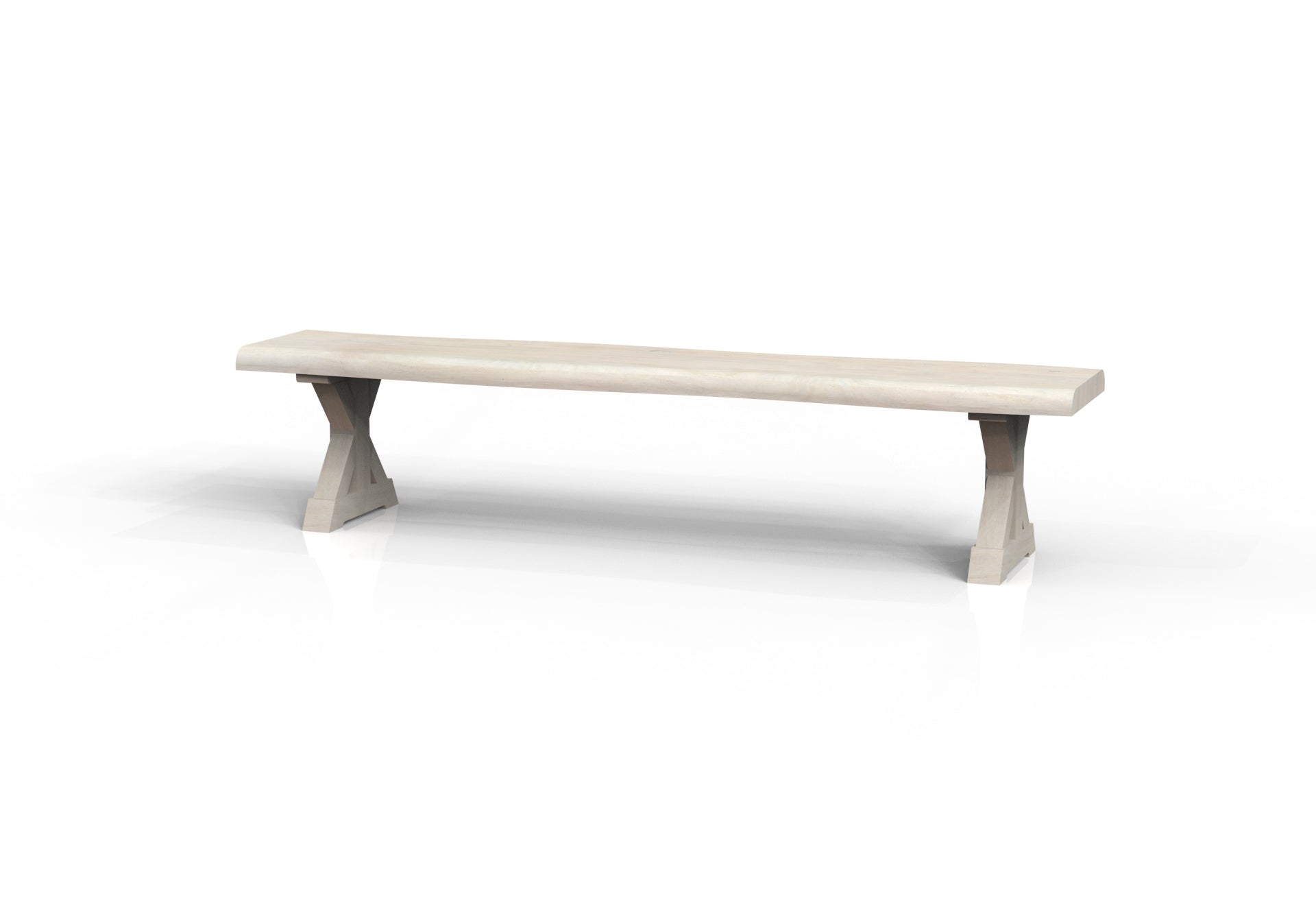 Malcolm Acacia Live Edge Dining Bench - New White Wash
