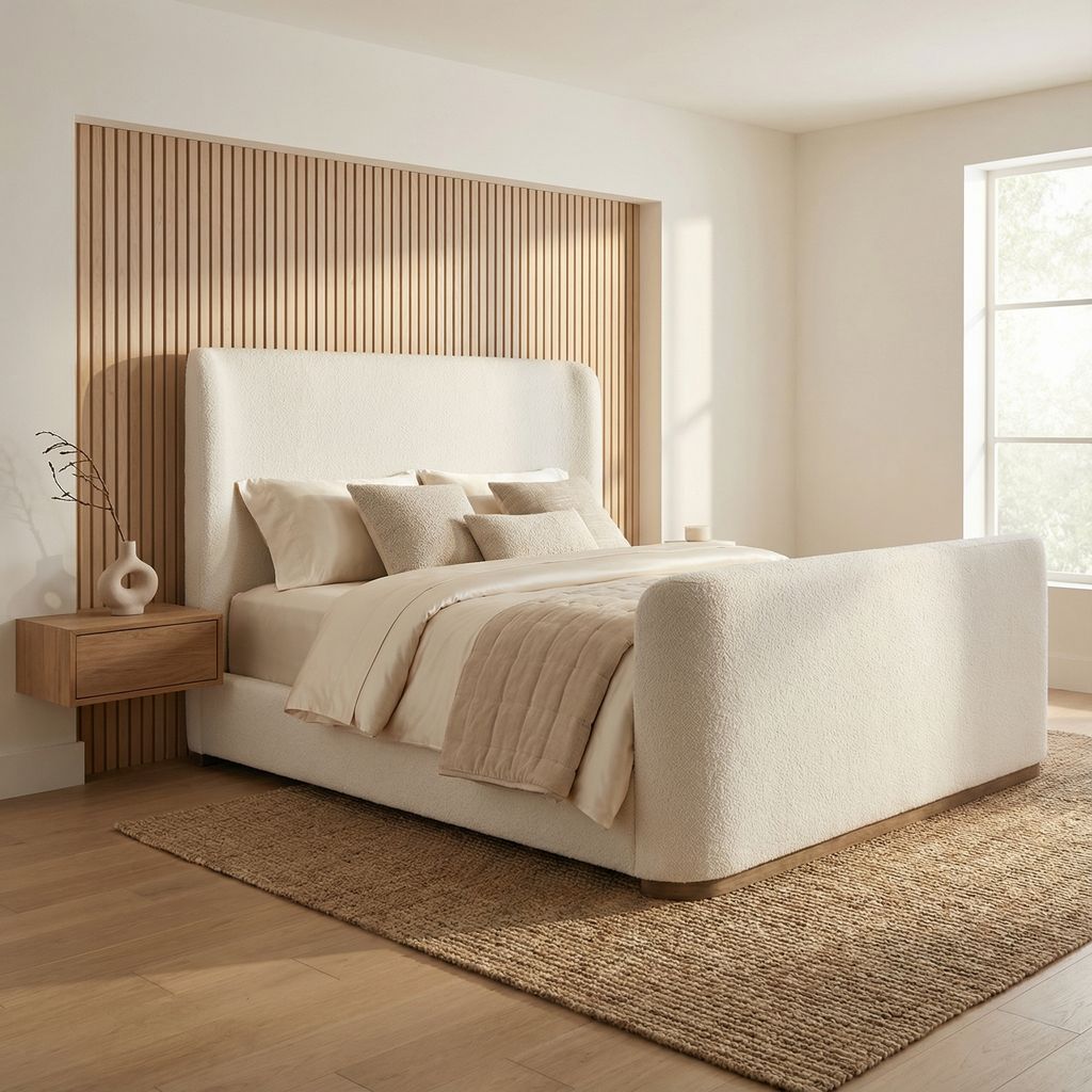 Bianca 70" Queen Bed - Ivory + Beechwood