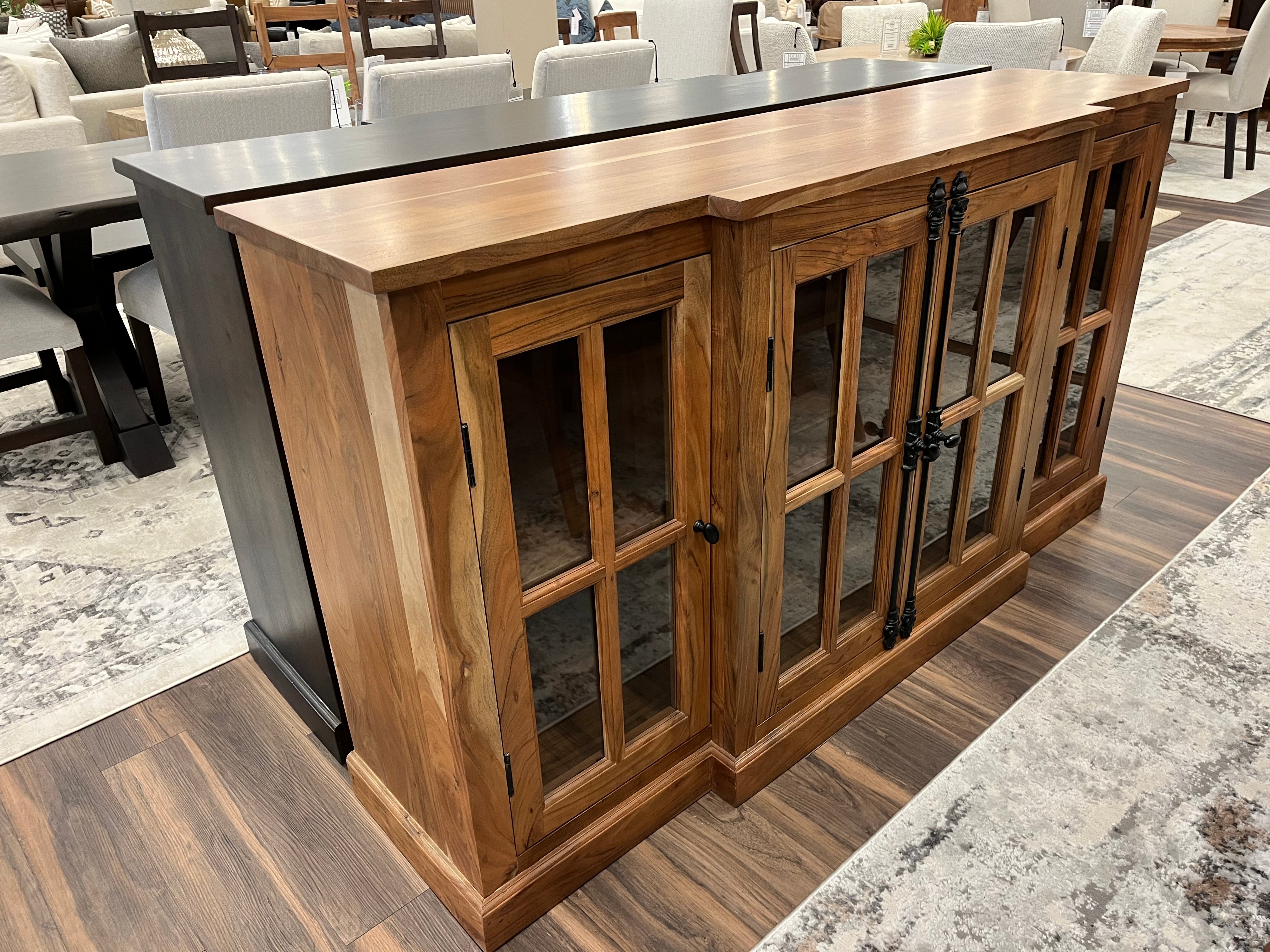 Billings 72" Acacia Breakfront 4 Door Sideboard - Natural