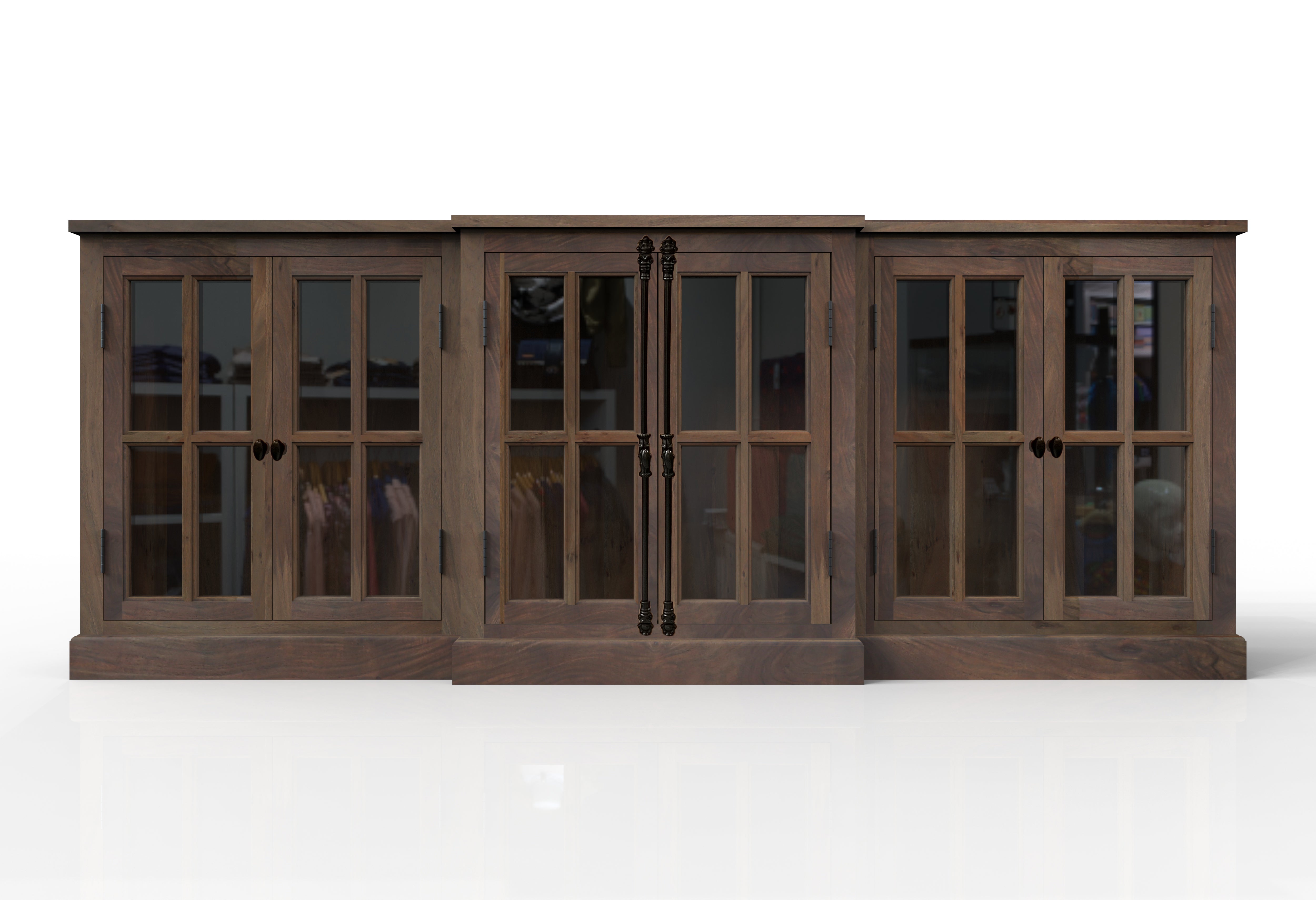 Billings 100" Breakfront 6 Door Sideboard - Natural + Smoke