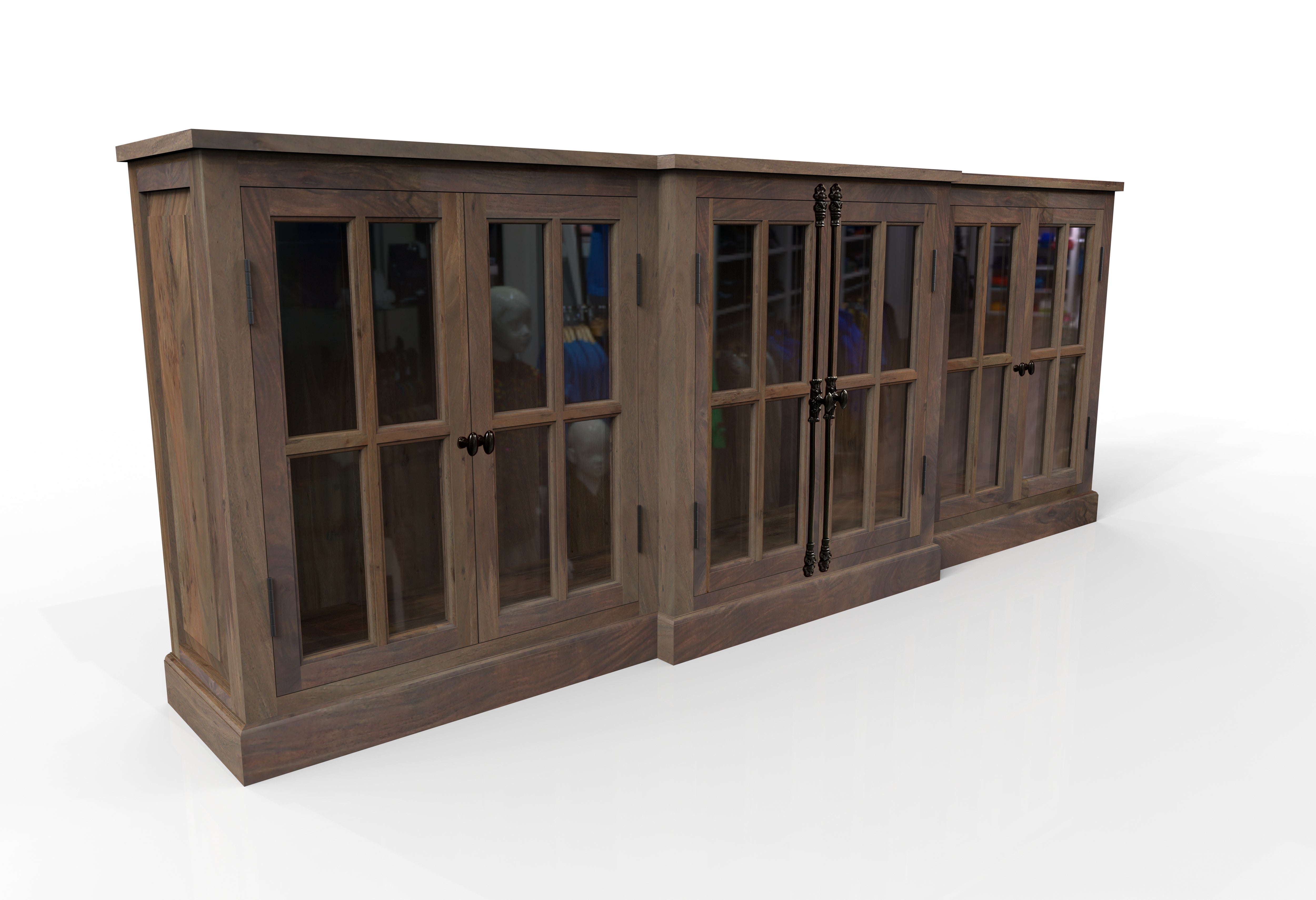 Billings 100" Breakfront 6 Door Sideboard - Natural + Smoke