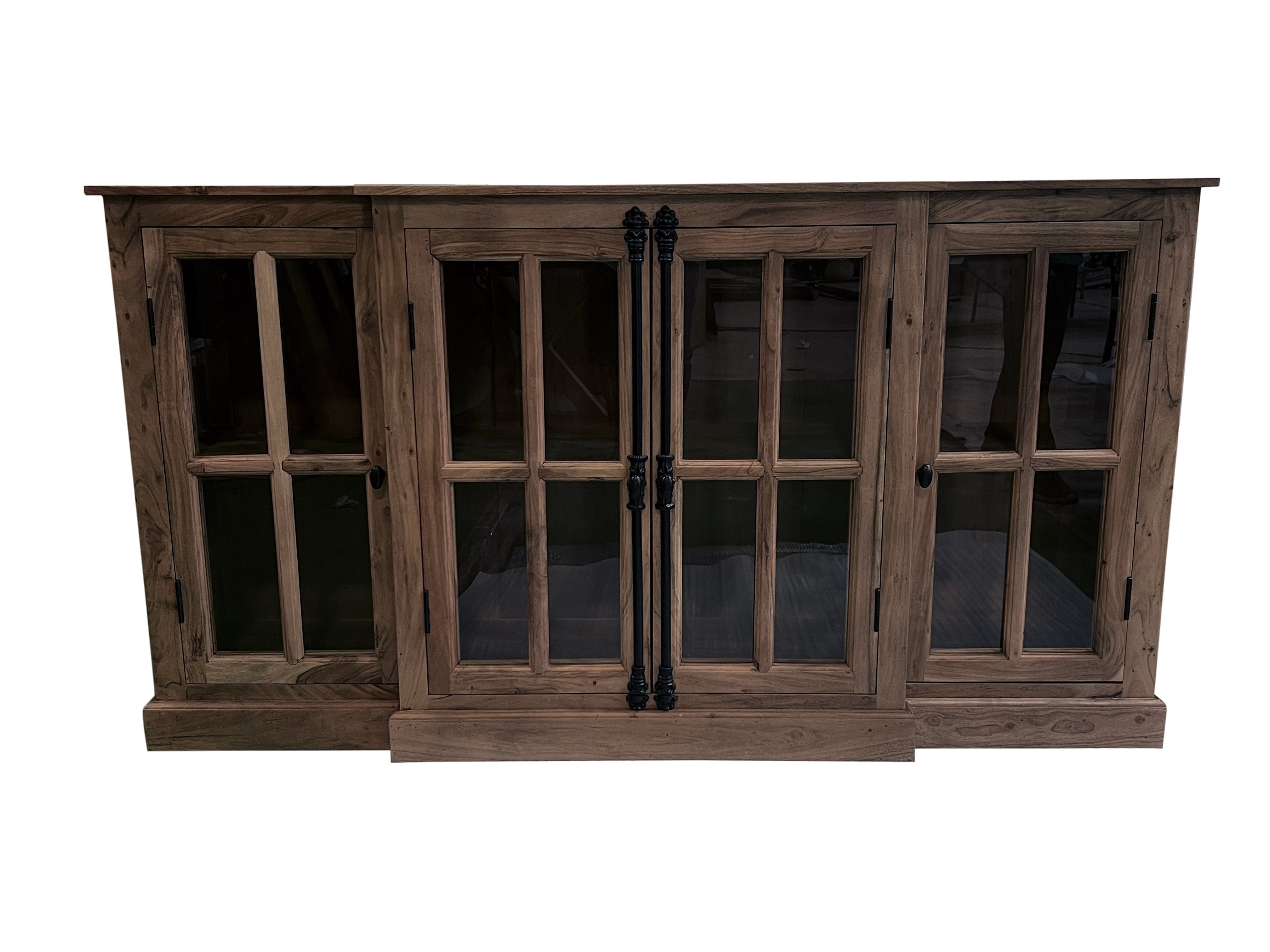 Billings 72" Acacia Breakfront 4 Door Sideboard - Natural + Smoke