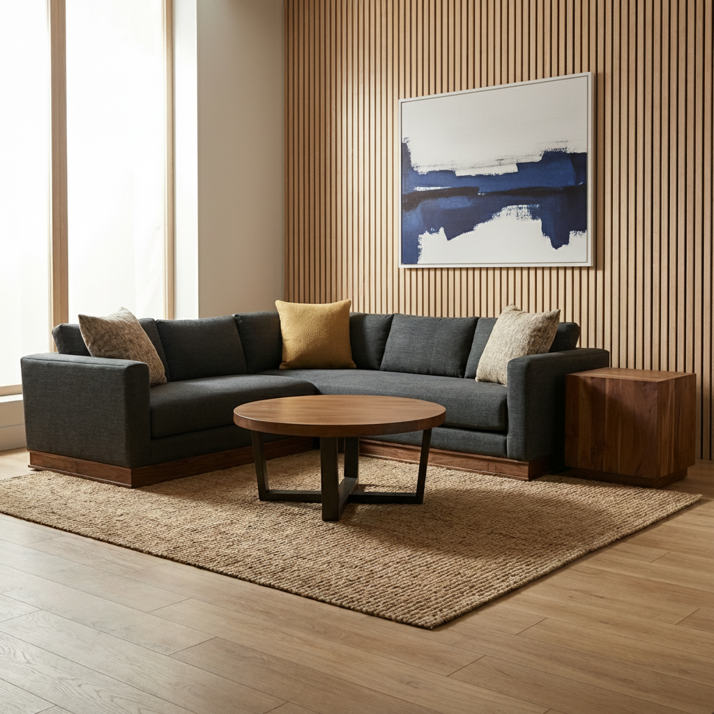 Malcolm Acacia 40" Round Coffee Table - Natural & Gray