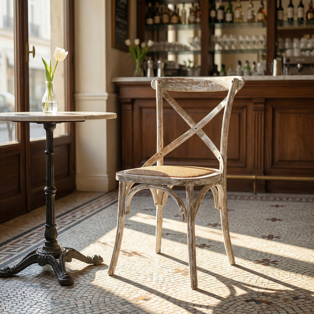 Brady X-Back Chair - White Driftwood – Classic Carolina Home Brady X-Back Chair - White Driftwood – Classic Carolina Home