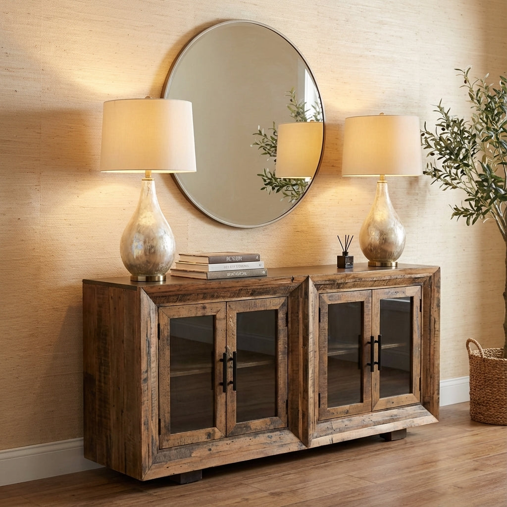 Bron 80” Glass Door Sideboard - Natural