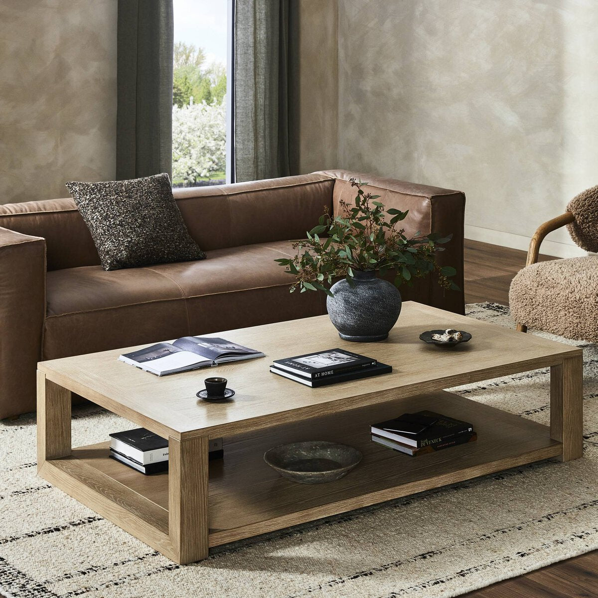 Rowan 67" Coffee Table - Bleached Oak Solid