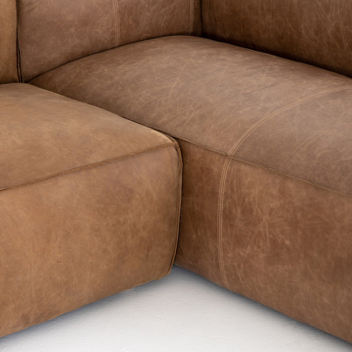 Malek 120" Top Grain Leather LAF Sectional - Natural Washed Sand
