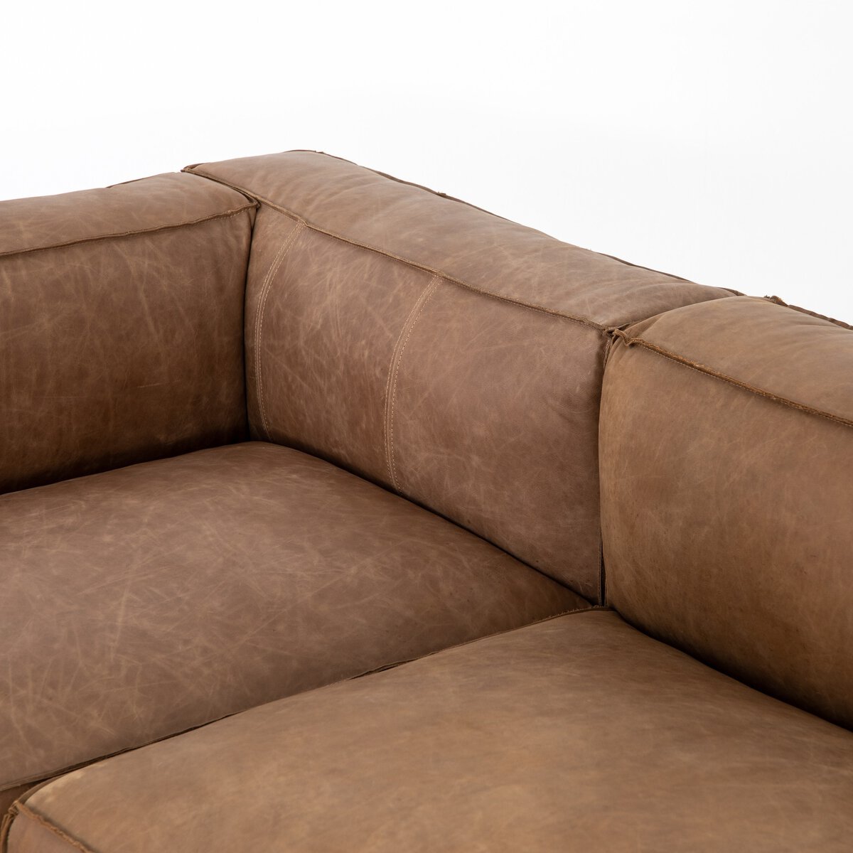 Malek 120" Top Grain Leather RAF Sectional - Natural Washed Sand