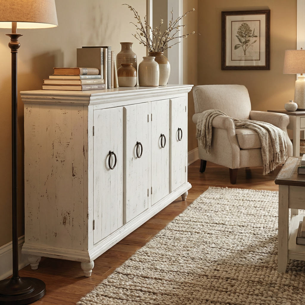 Celeste 74" 4 Door Sideboard - Cottage White