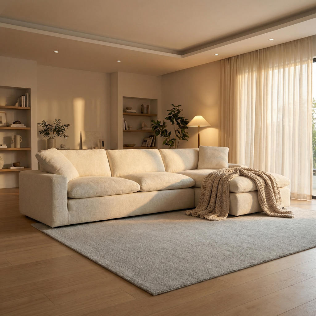 Celine 106" 2 Cushion + RAF Chaise Sectional - Thames Cream