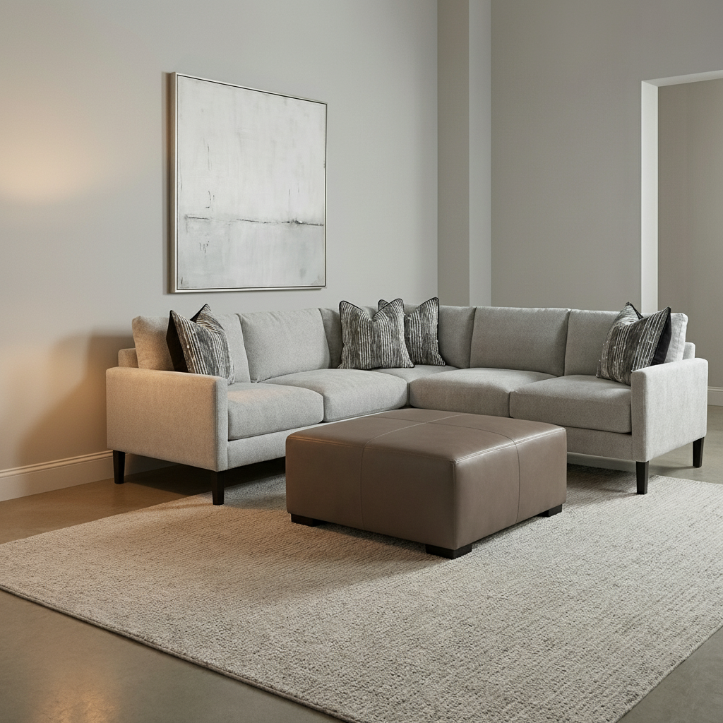 Chelsea Express Ship 93" x 92" 5 Cushion Sectional - Moonlit Gray